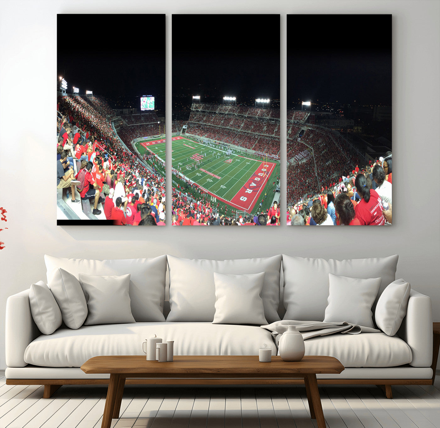 67036-MGV-CV-36X24-Houston Cougars Football Team Print - Houston TDECU Stadium Wall Art Canvas Print