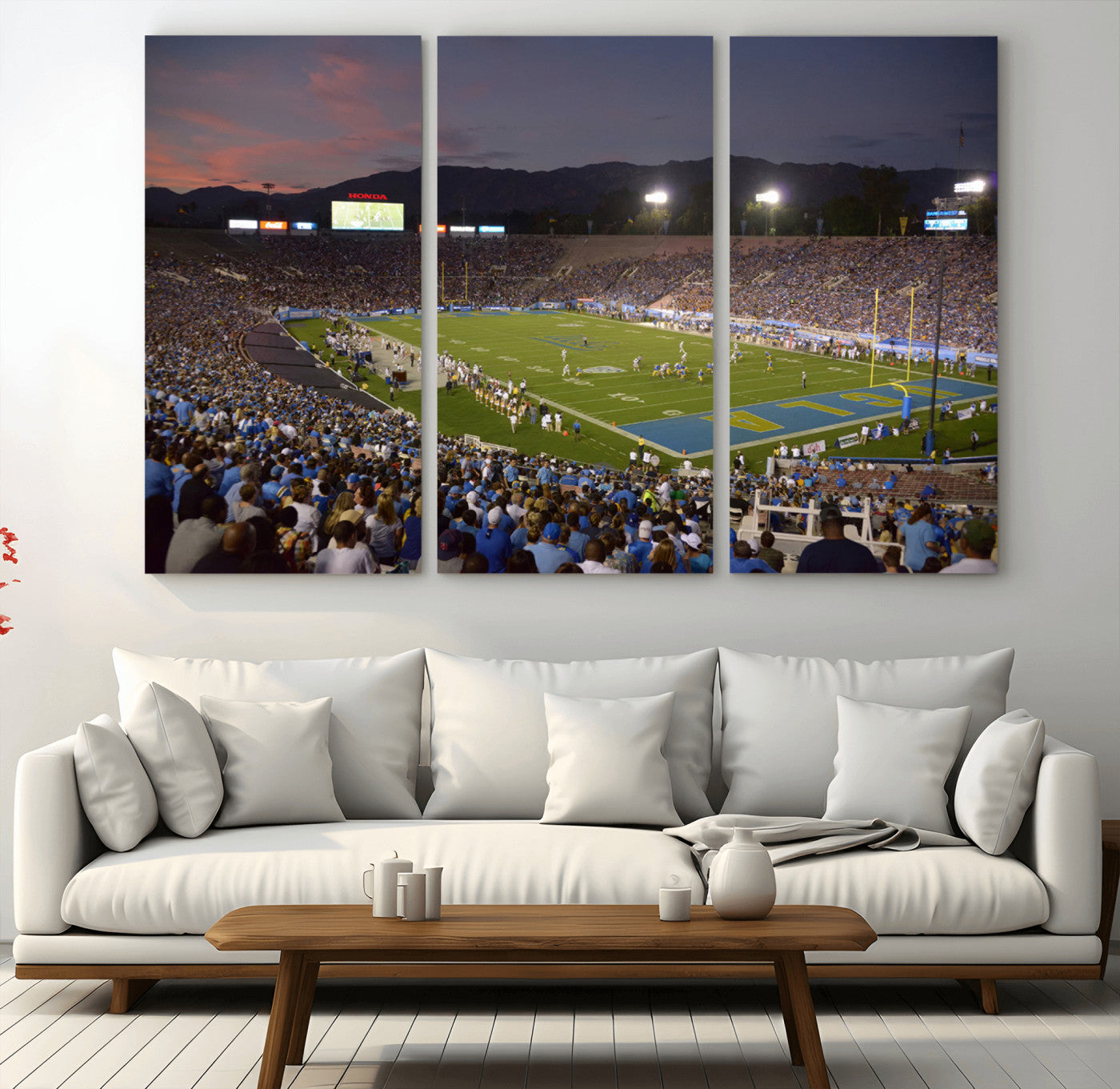 90359-MGV-CV-36X24-UCLA Bruins Football Team Print - Pasadena Rose Bowl Stadium Wall Art Canvas Print