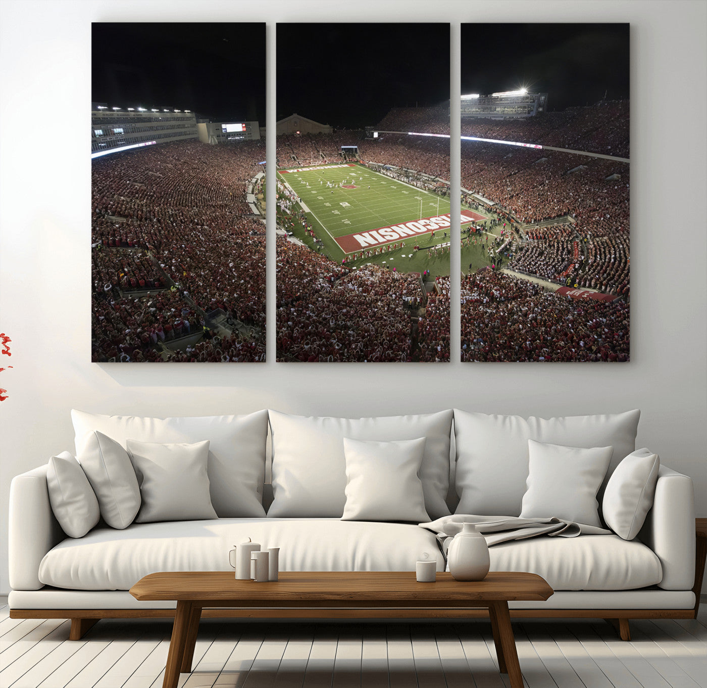 MGV-CV-48X32-3P - Wisconsin Badgers Football Team Print - Madison Camp Randall Stadium Wall Art Canvas Print