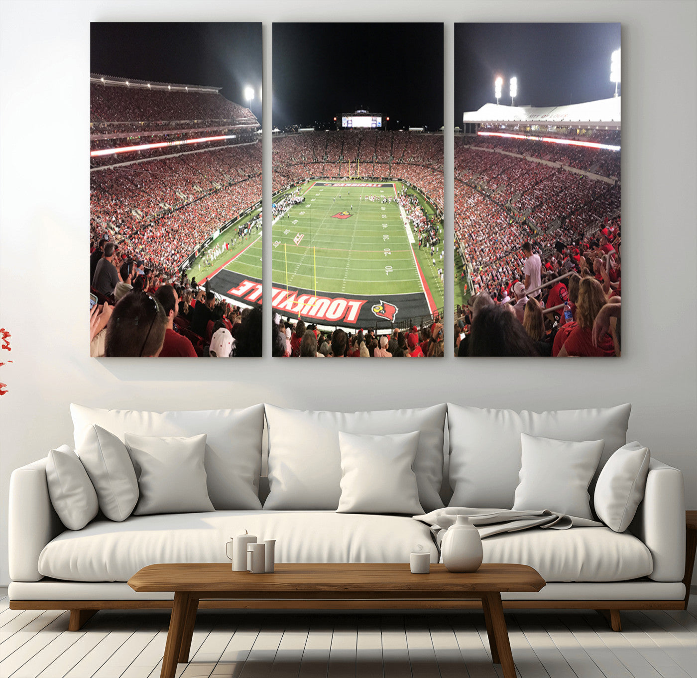 MGV-CV-48X32-3P - University of Louisville Cardinals Football Team Print - Louisville Cardinal Stadium Wall Art Canvas