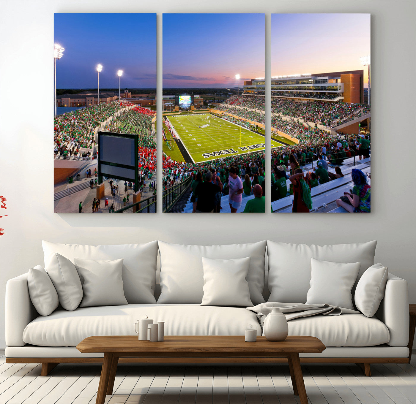 MGV-CV-48X32-3P - University of North Texas Mean Green Football Team Print - Denton DATCU Stadium Wall Art Canvas