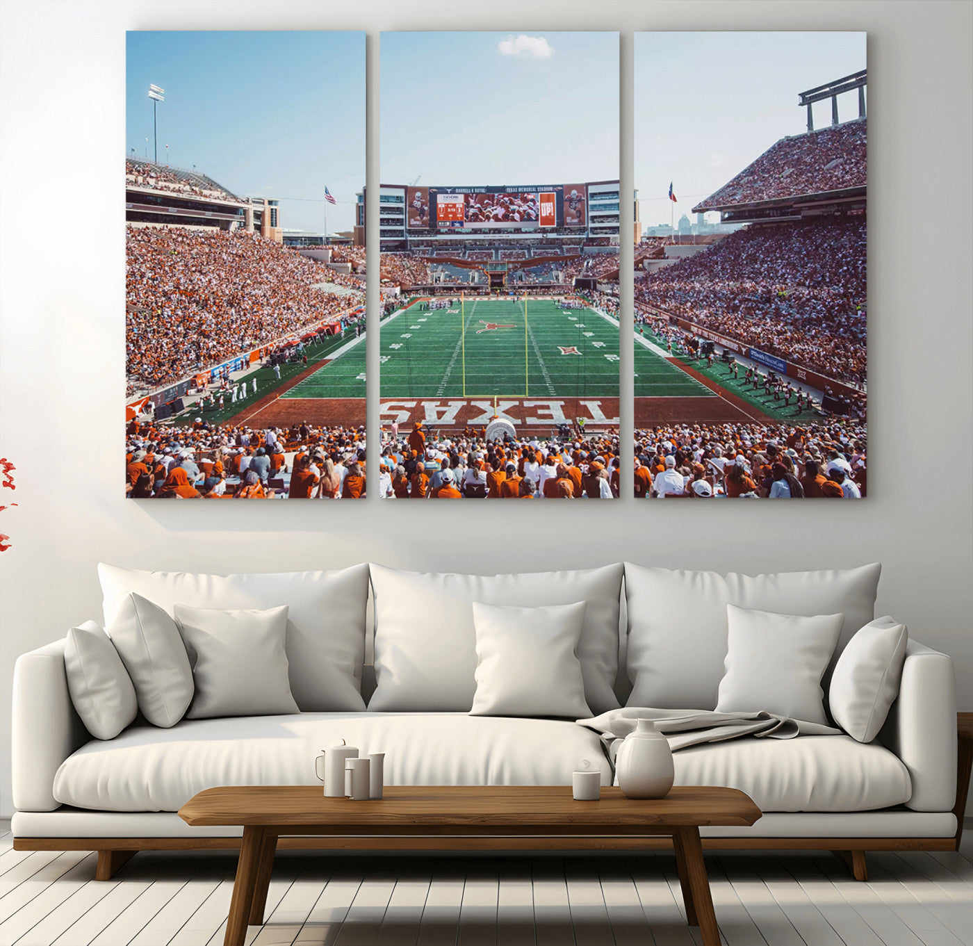 MGV-CV-48X32-3P - Framed Texas Memorial Stadium Canvas, University of Texas Longhorns Football Team Print - Austin