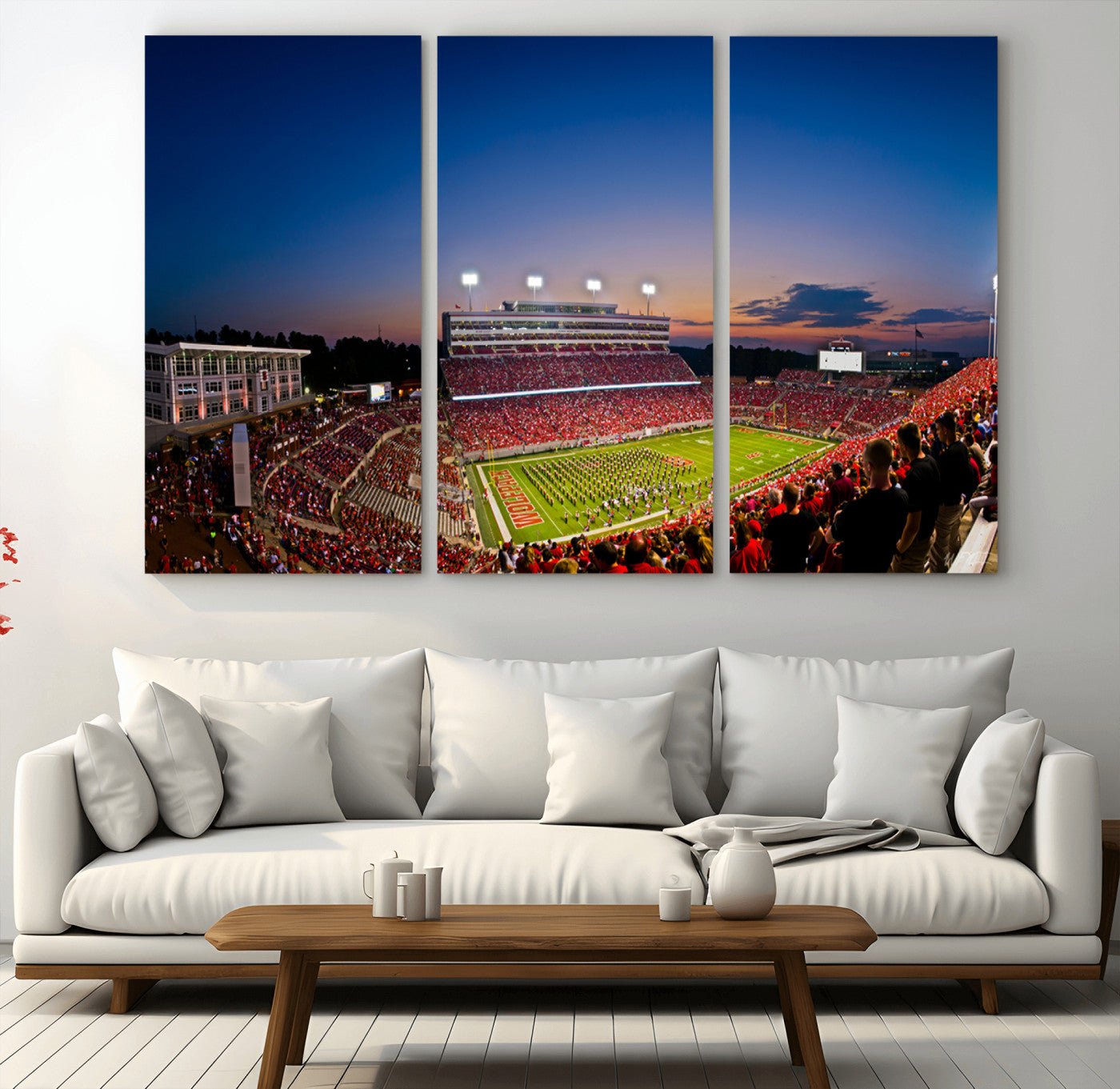 MGV-CV-48X32-3P - Wolfpack Football Team Wall Art Print - Raleigh Carter-Finley Stadium Wall Art Canvas Print