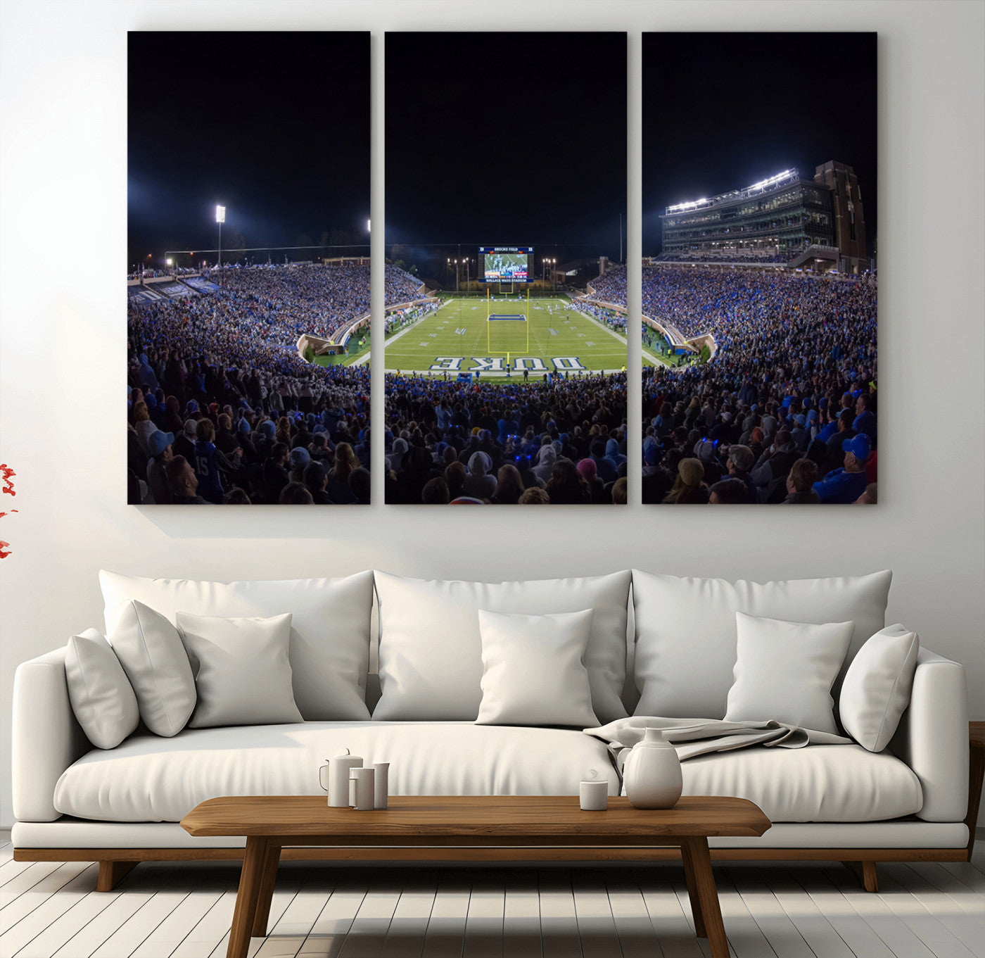 21070-MGV-CV-48X32-3P-Duke University Blue Devils Football Team Print - Durham Wallace Wade Stadium Wall Art Canvas Print