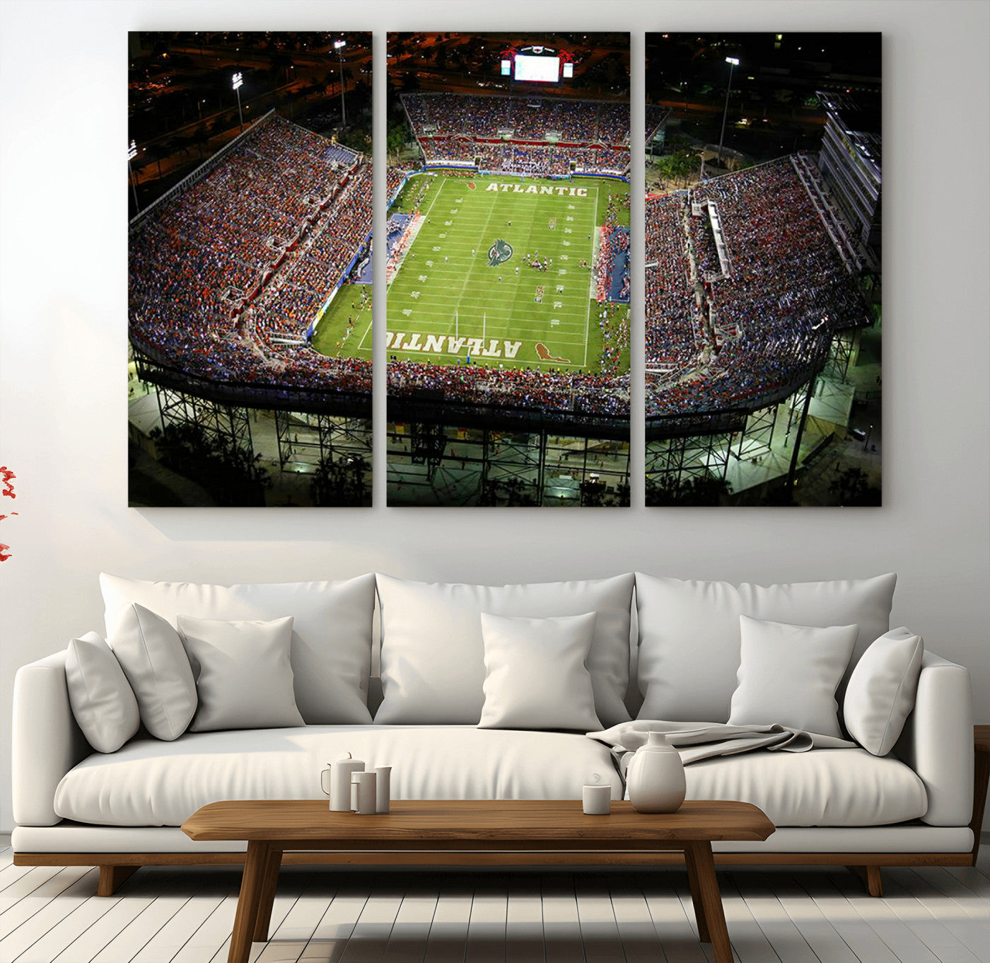MGV-CV-48X32-3P - Florida Atlantic University Owls Football Team Print - Boca Raton FAU Stadium Wall Art Canvas Print