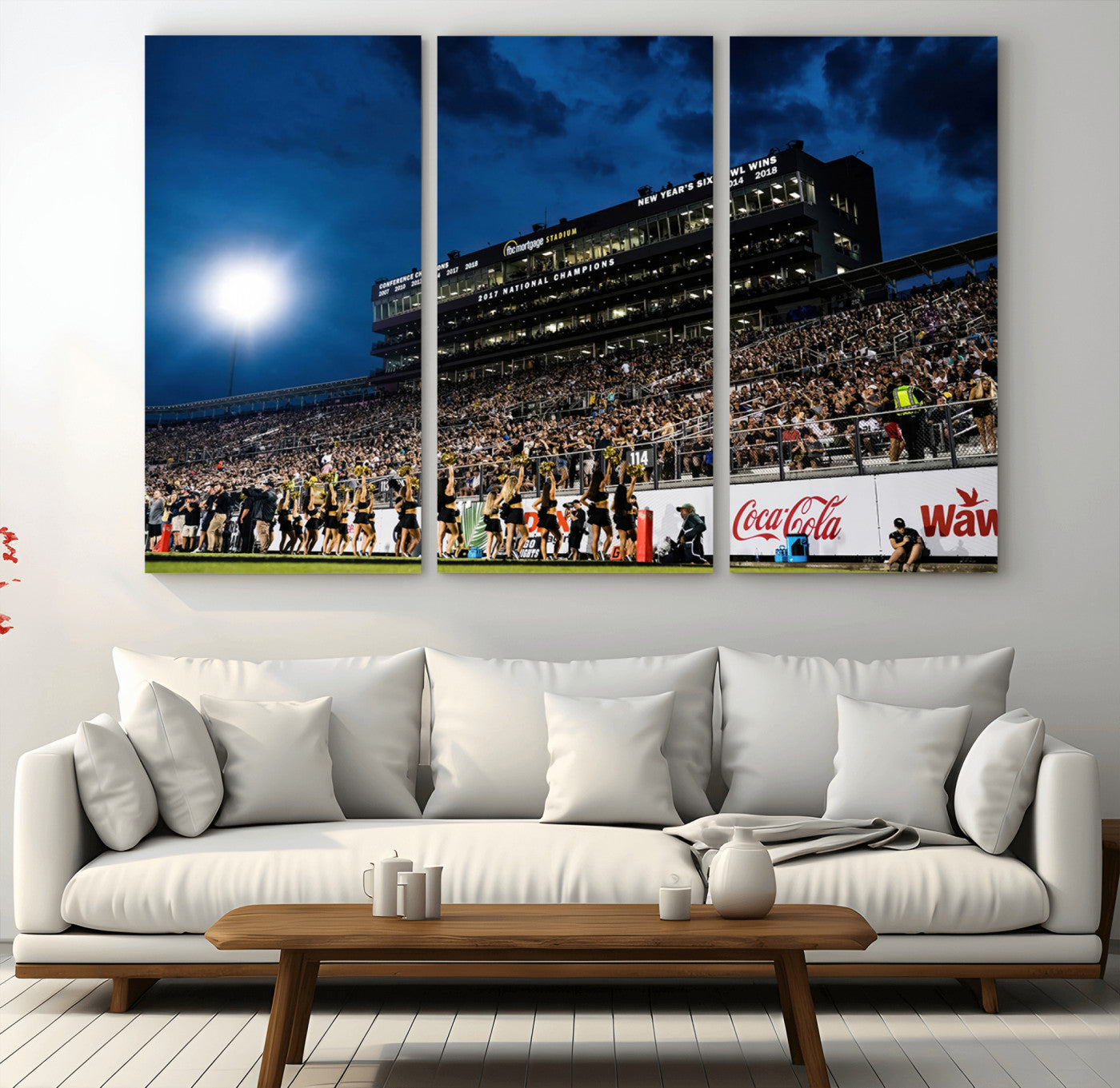 MGV-CV-48X32-3P - UCF Knights Football Team Print - Orlando FBC Mortgage Stadium Wall Art Canvas Print