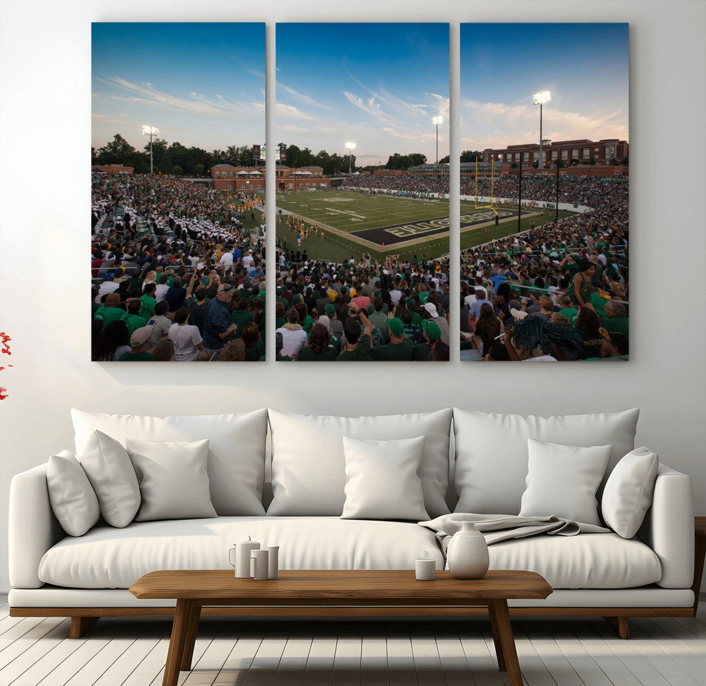 12290-MGV-CV-36X24-University of Charlotte 49ers Football Team Print - Charlotte Jerry Richardson Stadium Wall Art