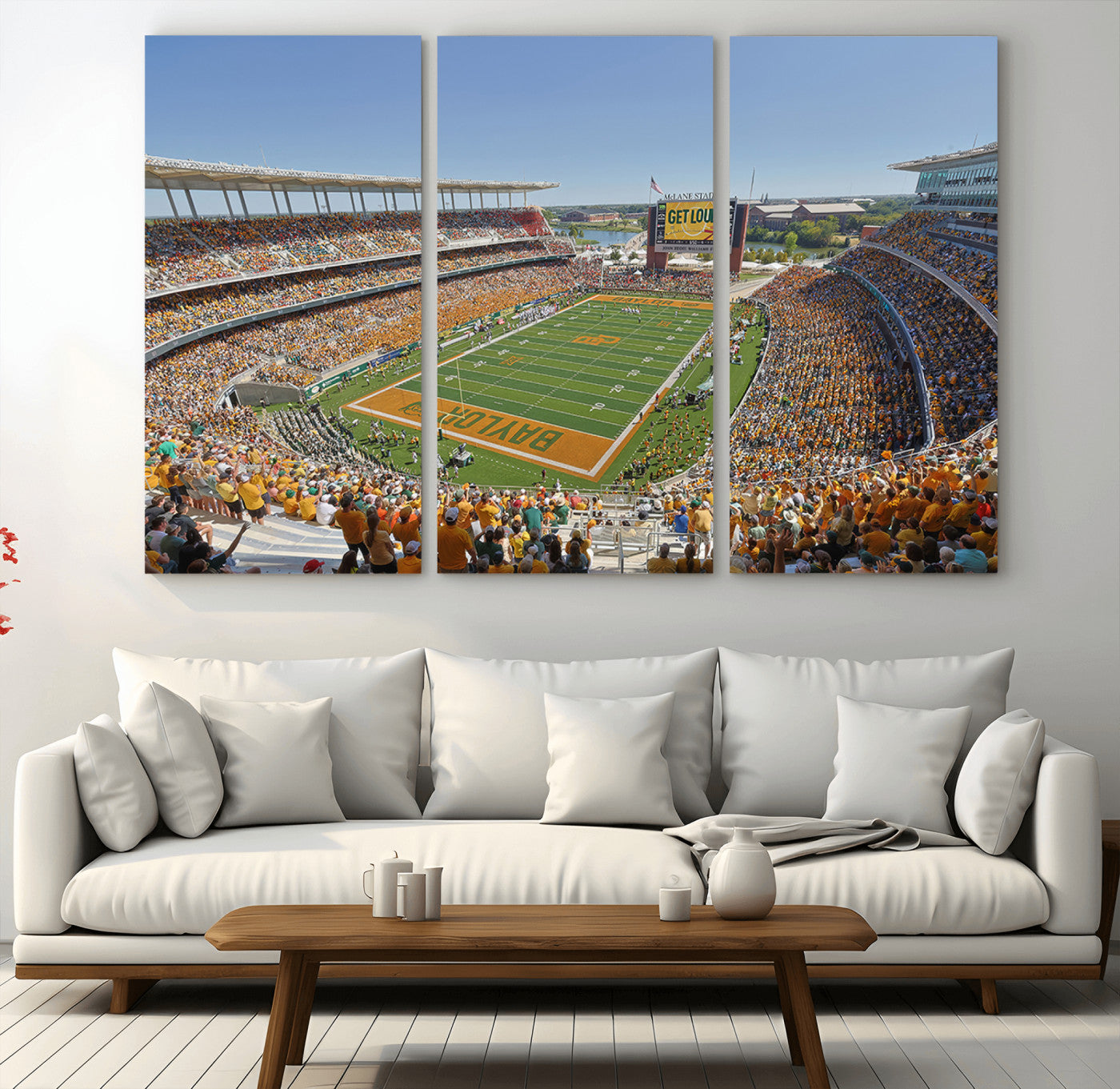 MGV-CV-48X32-3P - Baylor University Bears Football Team Print - Waco McLane Stadium Wall Art Canvas Print