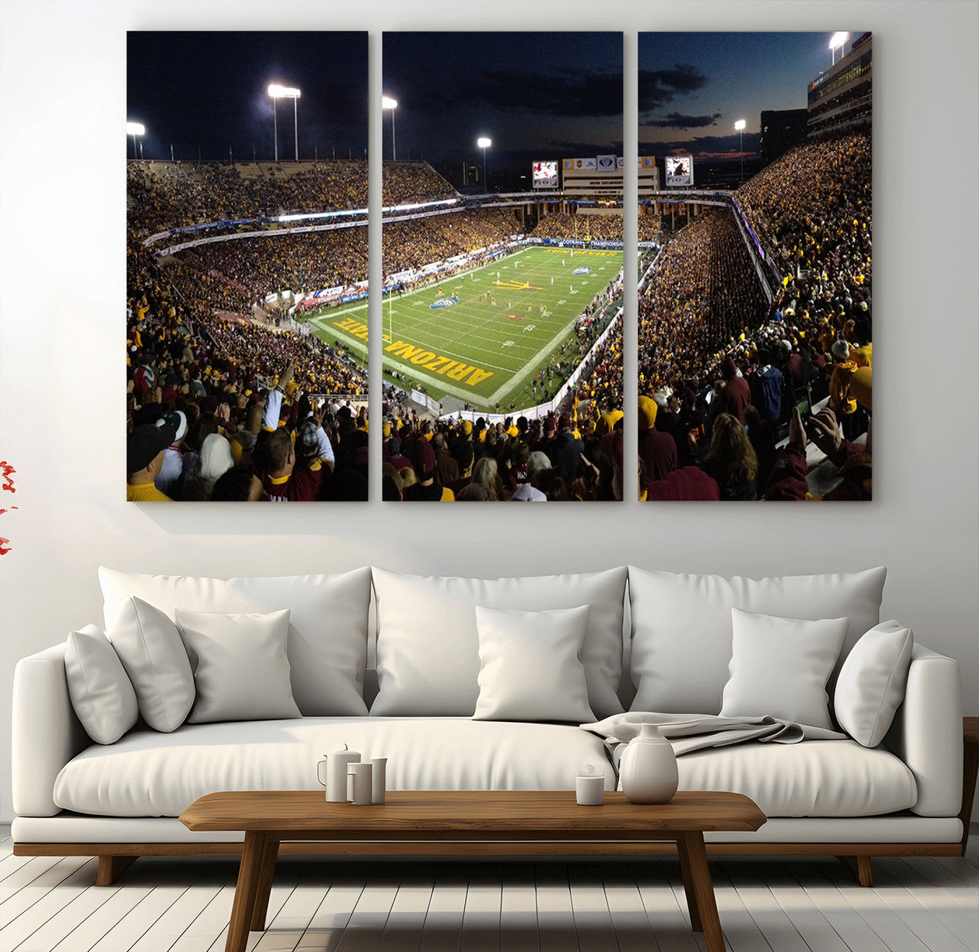 MGV-CV-48X32-3P - ASU Sun Devils Football Team Print Canvas - Phoenix Mountain America Stadium Wall Art Canvas Print
