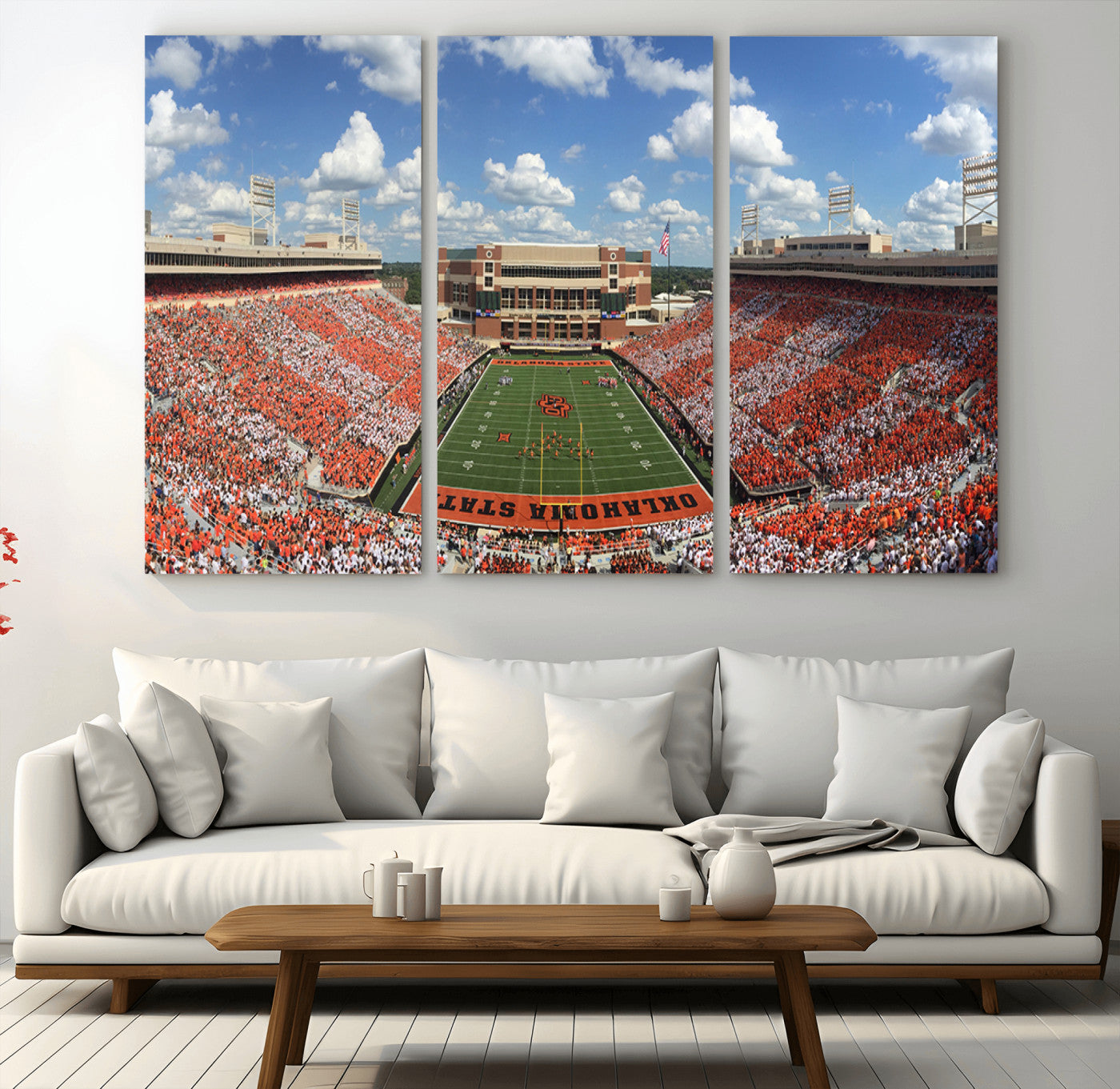 MGV-CV-48X32-3P - Oklahoma State Cowboys Football Team Print - Stillwater Boone Pickens Stadium Wall Art Canvas Print