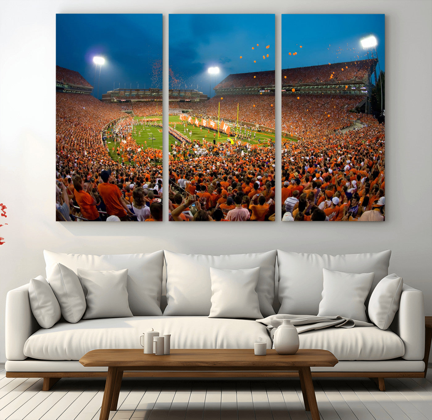 26196-MGV-CV-48X32-3P-Clemson University Tigers Football Team Print - Clemson Memorial Stadium Wall Art Canvas Print