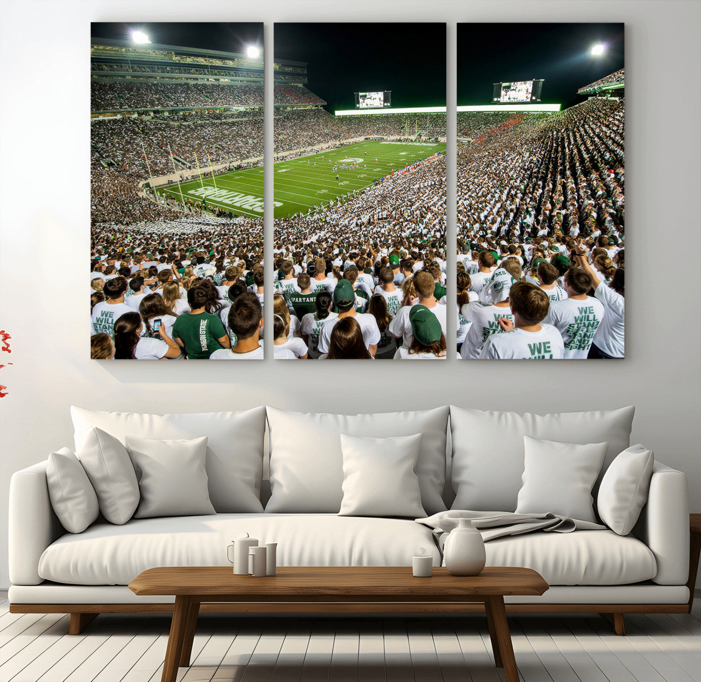 30457-MGV-CV-36X24-Michigan State Spartans Football Canvas Print - East Lansing Spartan Stadium Wall Art Canvas Print