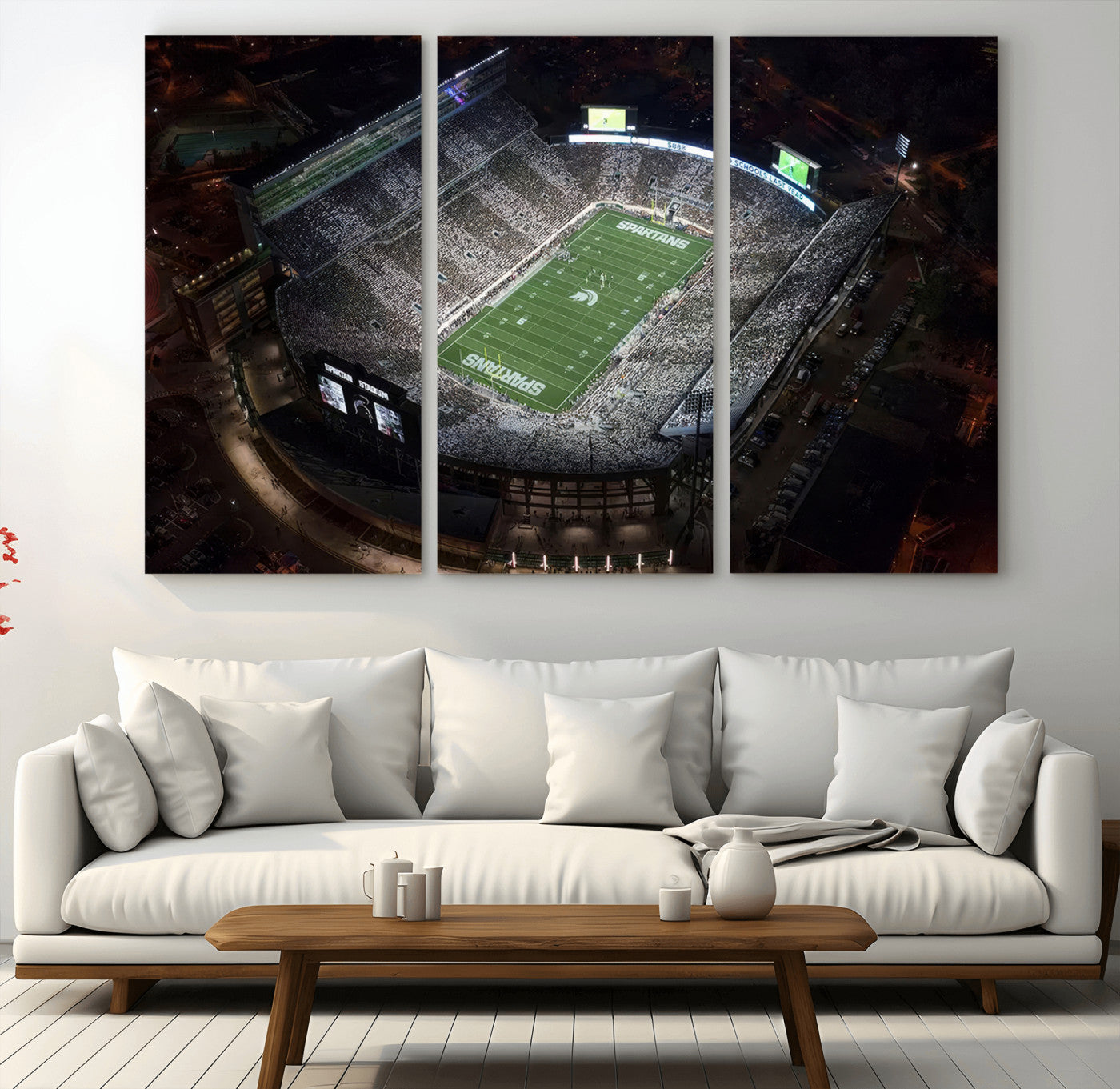 MGV-CV-48X32-3P - Michigan State Spartans Football Team Print - East Lansing Spartan Stadium Print Wall Art