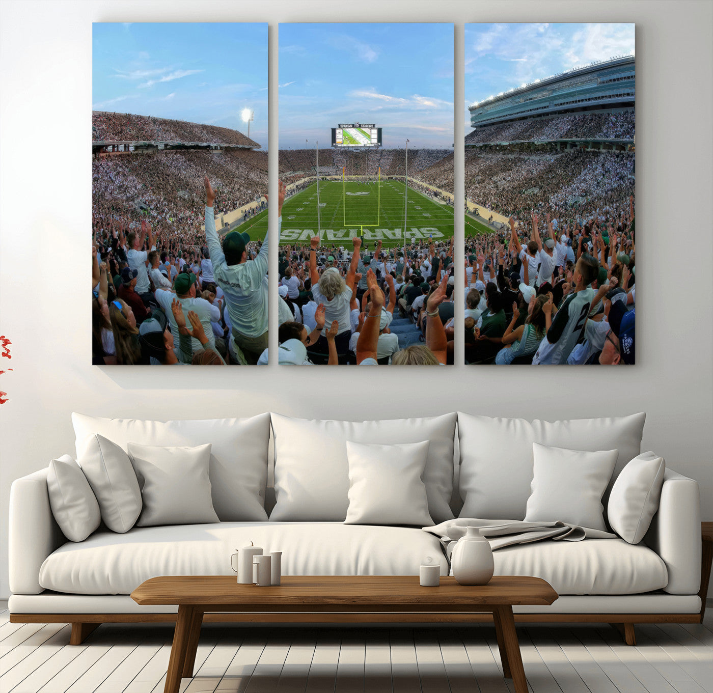 73105-MGV-CV-48X32-3P-Michigan State Spartans Football Team Art Print - East Lansing Spartan Stadium Wall Art Canvas Print