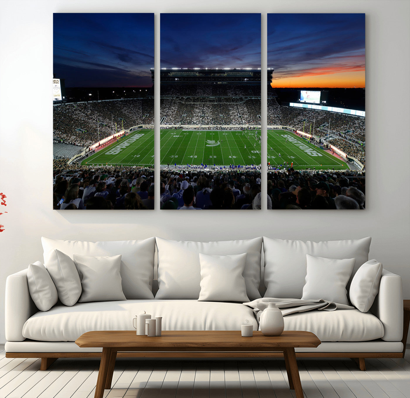 MGV-CV-48X32-3P - Michigan State Spartans Football Team Print - East Lansing Spartan Stadium Canvas Print