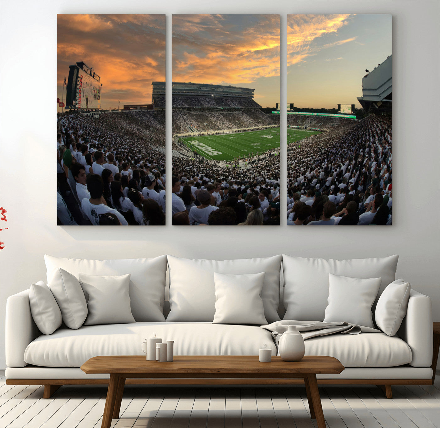 MGV-CV-48X32-3P - Michigan State Spartans Football Team Print - East Lansing Spartan Stadium Wall Art Canvas Print