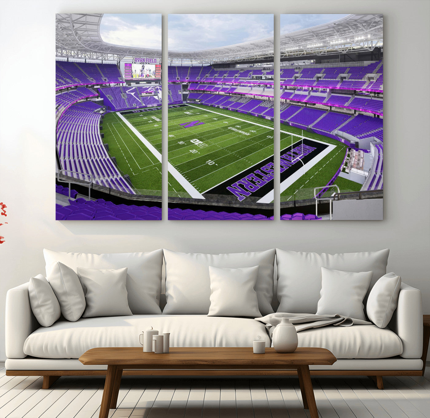 MGV-CV-48X32-3P - Northwestern University Wildcats Football Team Print - Evanston Ryan Field Wall Art Canvas Print