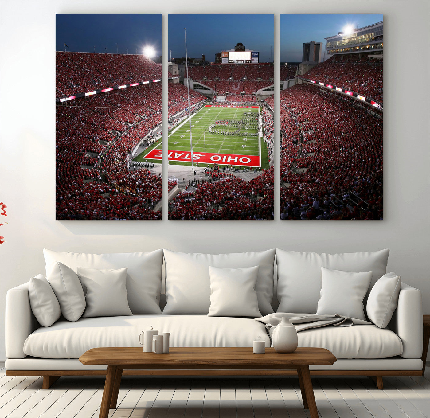 98743-MGV-CV-36X24-Ohio State University Buckeyes Football Team Print - Columbus Ohio Stadium Wall Art Canvas Print
