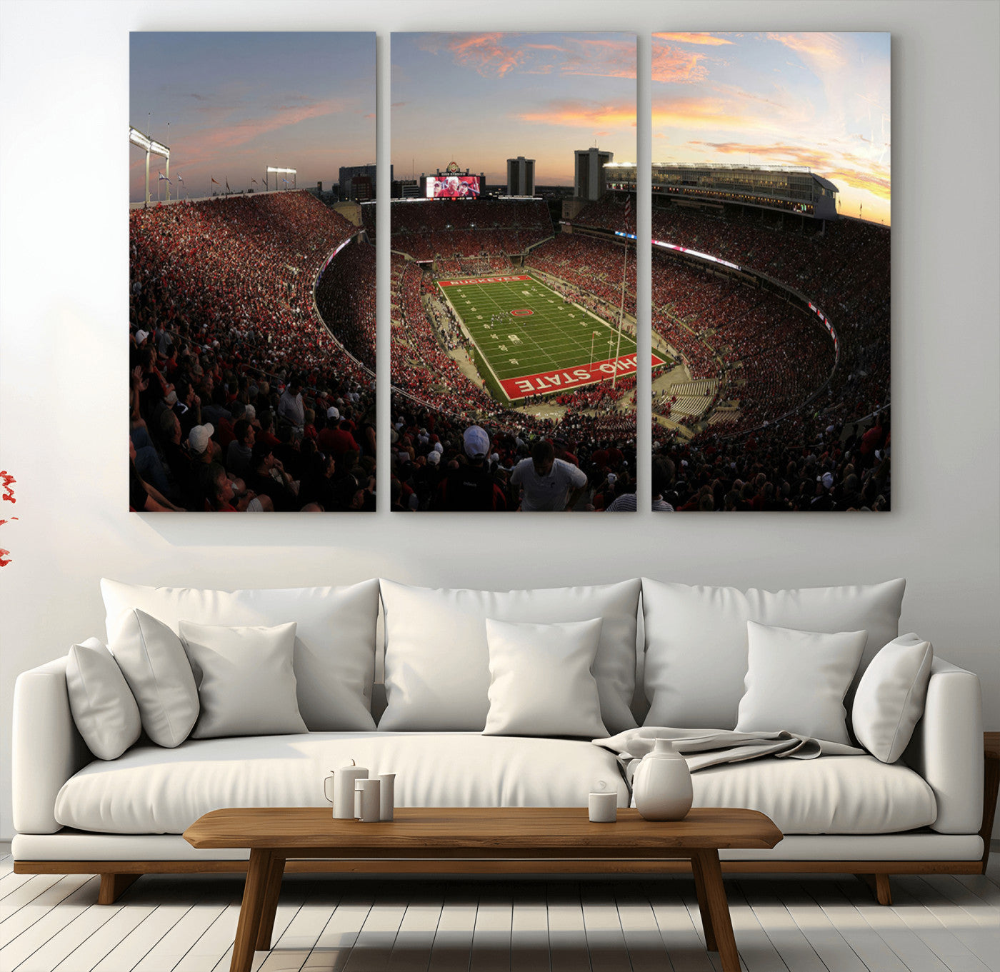 28825-MGV-CV-36X24-Ohio State University Buckeyes Football Team Print - Columbus Ohio Stadium Wall Art Canvas Print