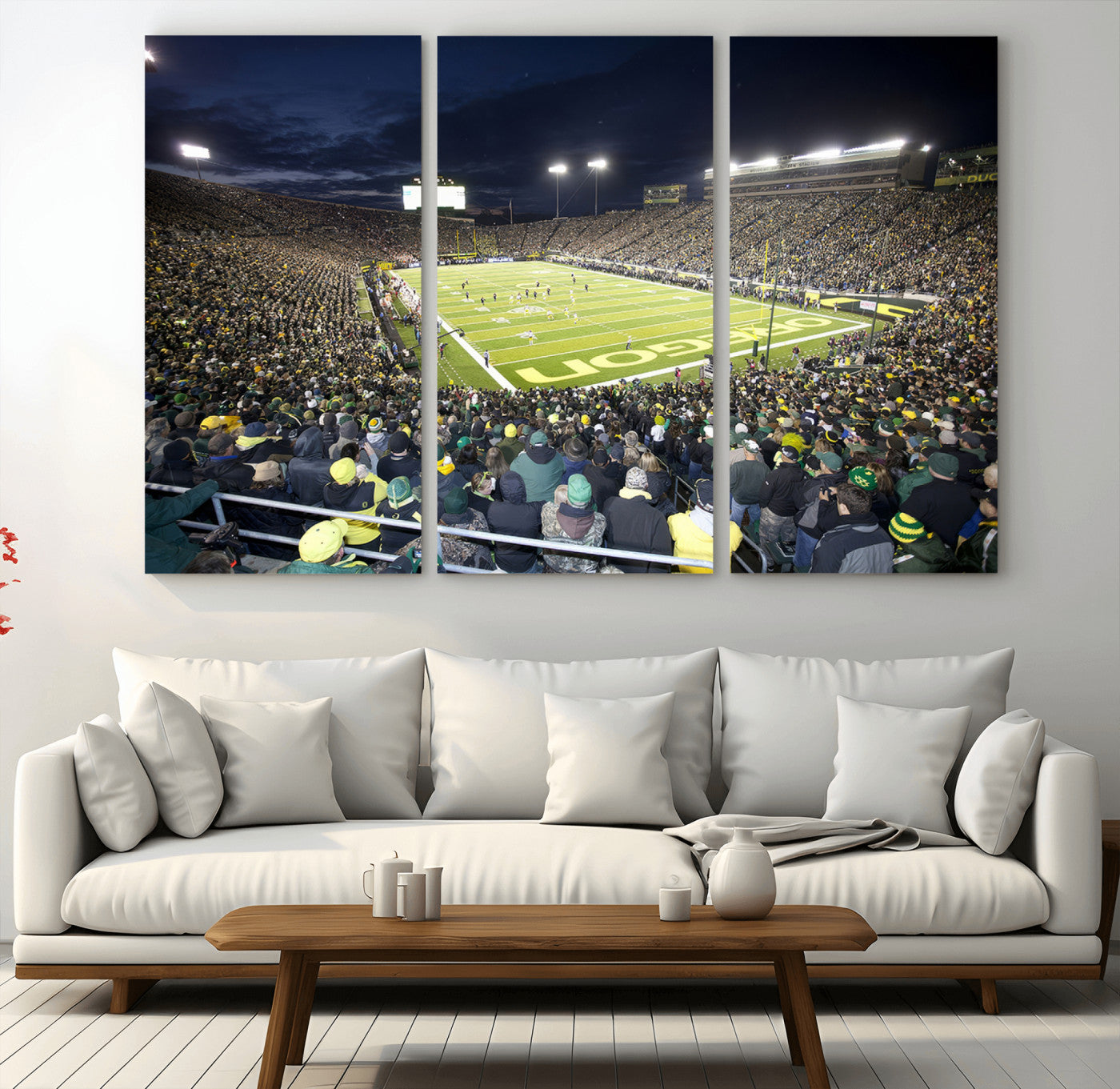MGV-CV-48X32-3P - University of Oregon Ducks Football Team Print - Eugene Autzen Stadium Wall Art Canvas Print