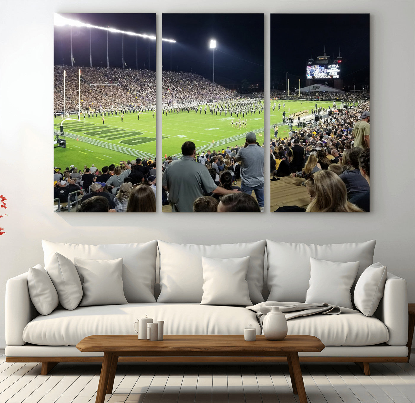 MGV-CV-48X32-3P - Purdue University Boilermakers Football Team Print - West Lafayette Ross-Ade Stadium Wall Art Canvas