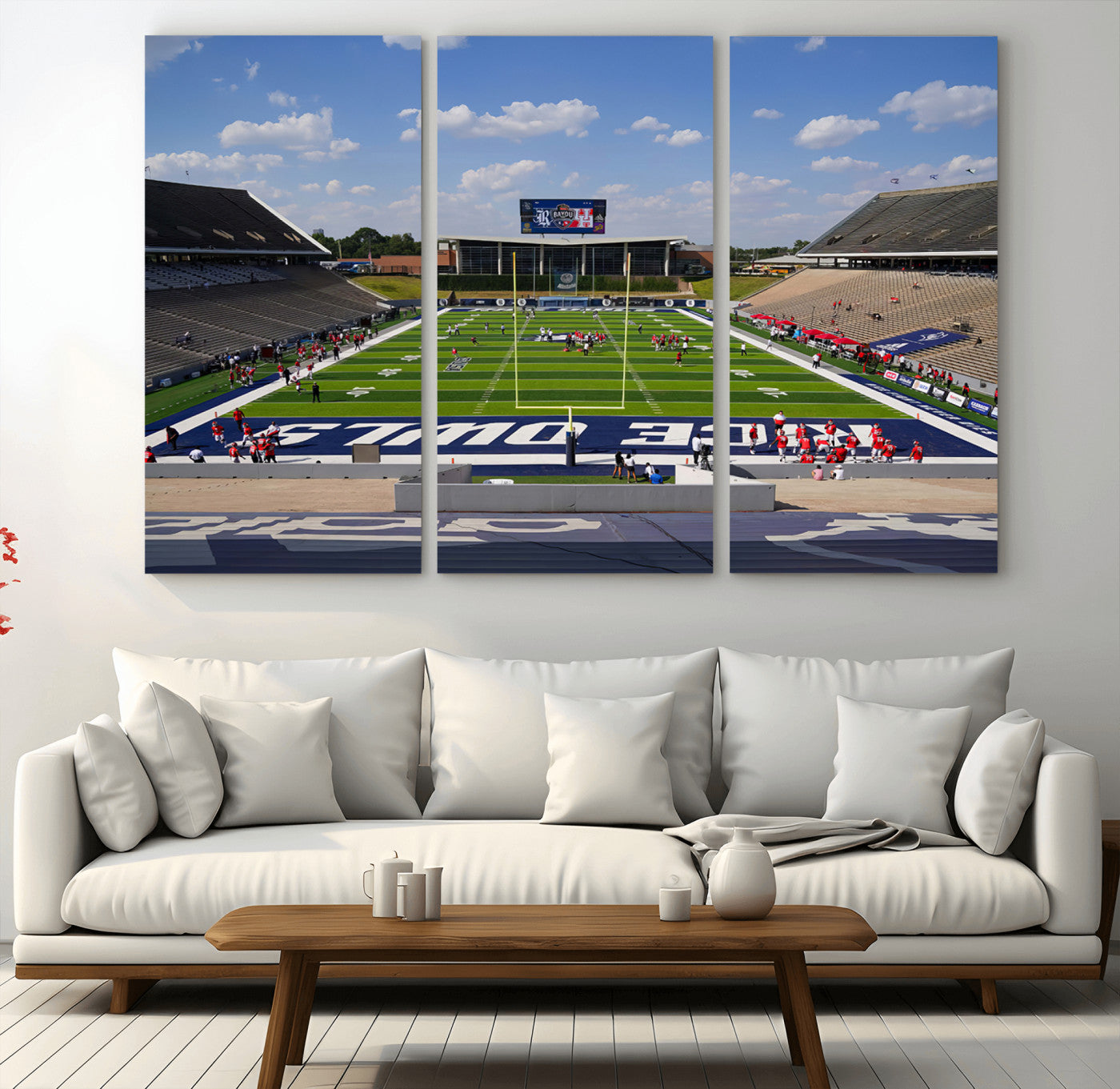MGV-CV-48X32-3P - Rice University Owls Football Team Print - Houston Rice Stadium Wall Art Canvas Print