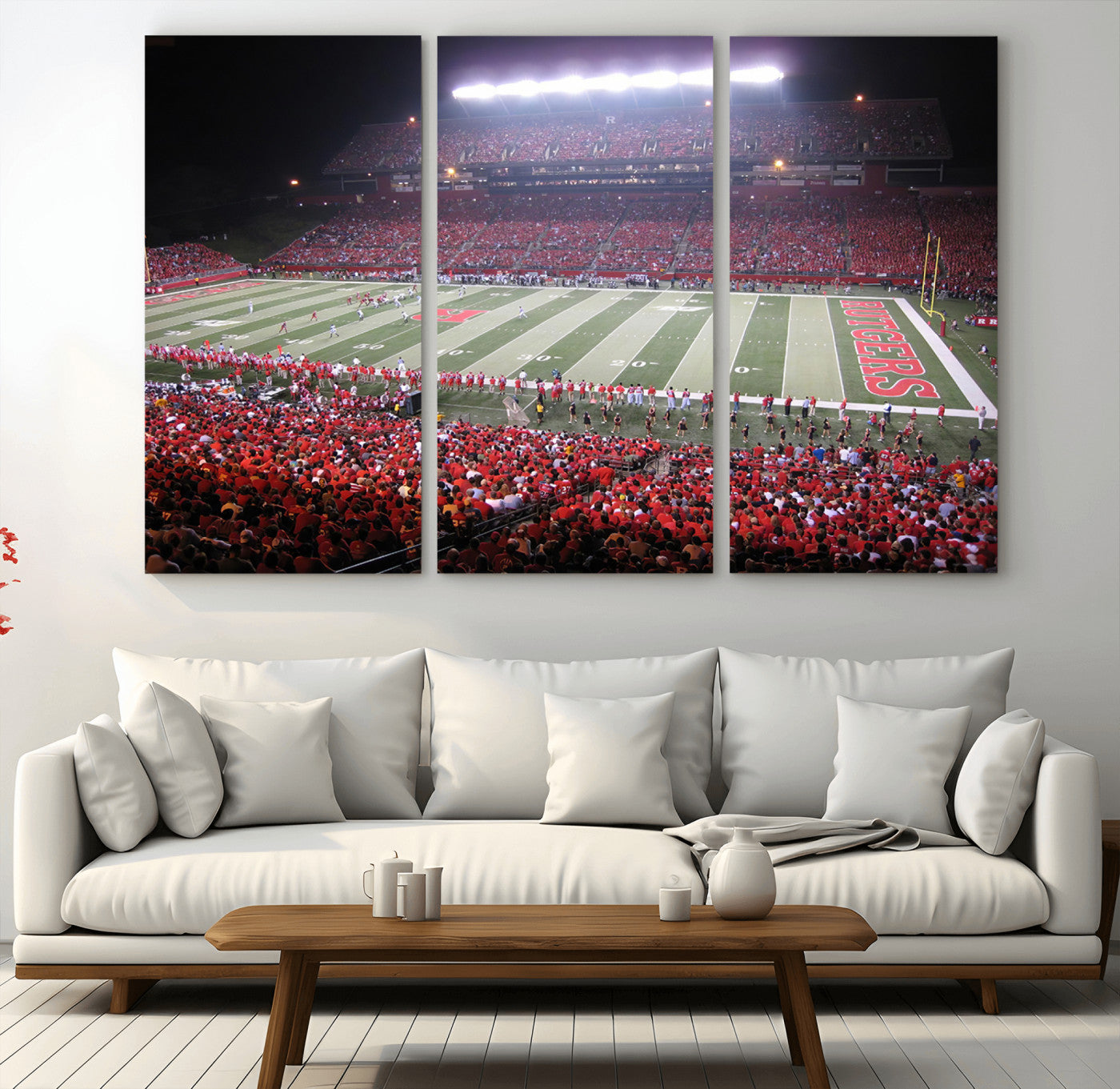 MGV-CV-48X32-3P - Rutgers University Scarlet Knights Football Team Print - Piscataway SHI Stadium Wall Art Canvas