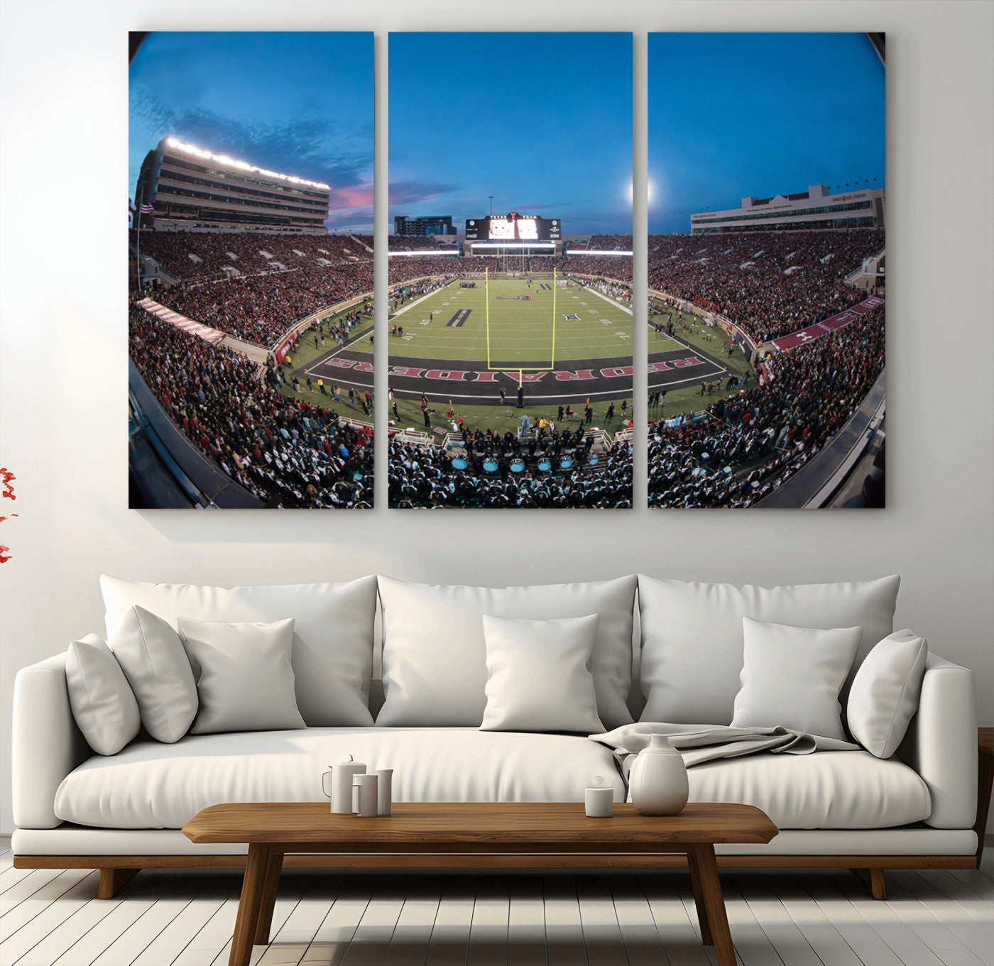 60763-MGV-CV-36X24-Texas Tech Red Raiders Canvas, Framed Football Team Print - Lubbock Jones AT&T Stadium Wall Art