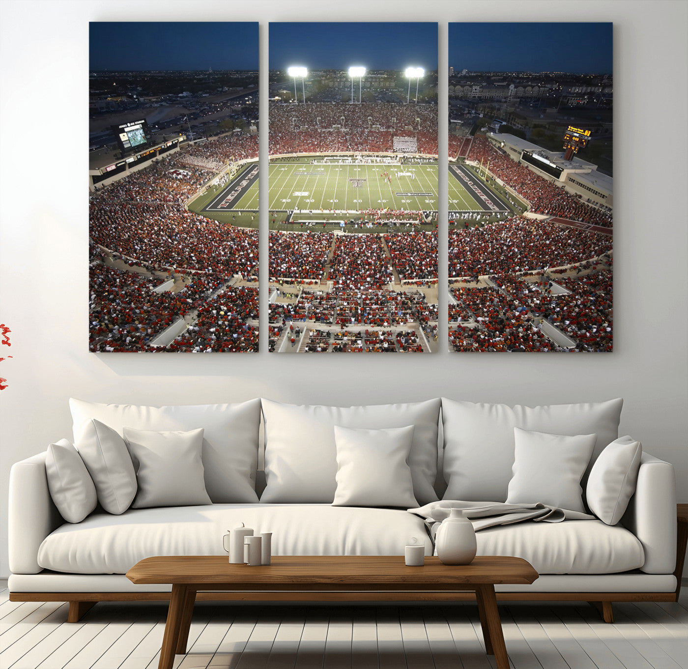 MGV-CV-48X32-3P - Texas Tech Red Raiders Football Team Print - Lubbock Jones AT&T Stadium Wall Art Canvas Print