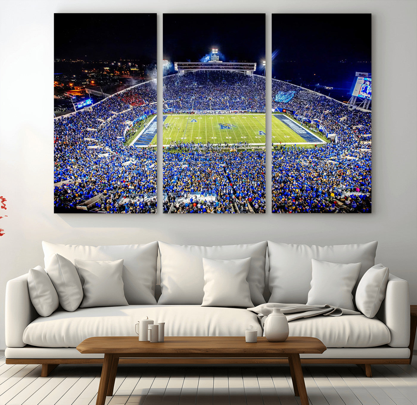 MGV-CV-48X32-3P - University of Memphis Tigers Football Team Print - Memphis Simmons Bank Liberty Stadium Wall Art