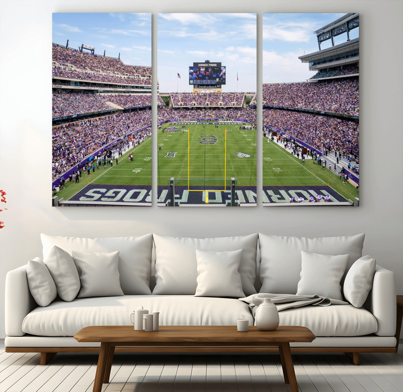 MGV-CV-48X32-3P - TCU Horned Frogs Football Team Print - Fort Worth Amon G. Carter Stadium Wall Art Canvas Print