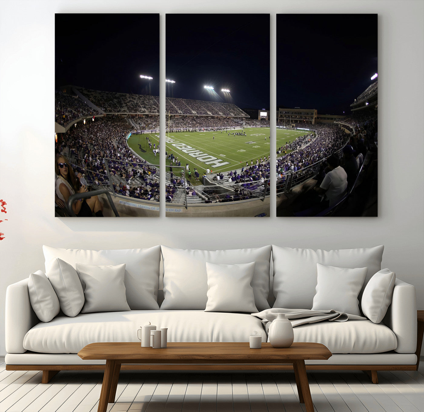 MGV-CV-48X32-3P - TCU Horned Frogs Football Team Print - Fort Worth Amon G. Carter Stadium Wall Art Canvas Print.