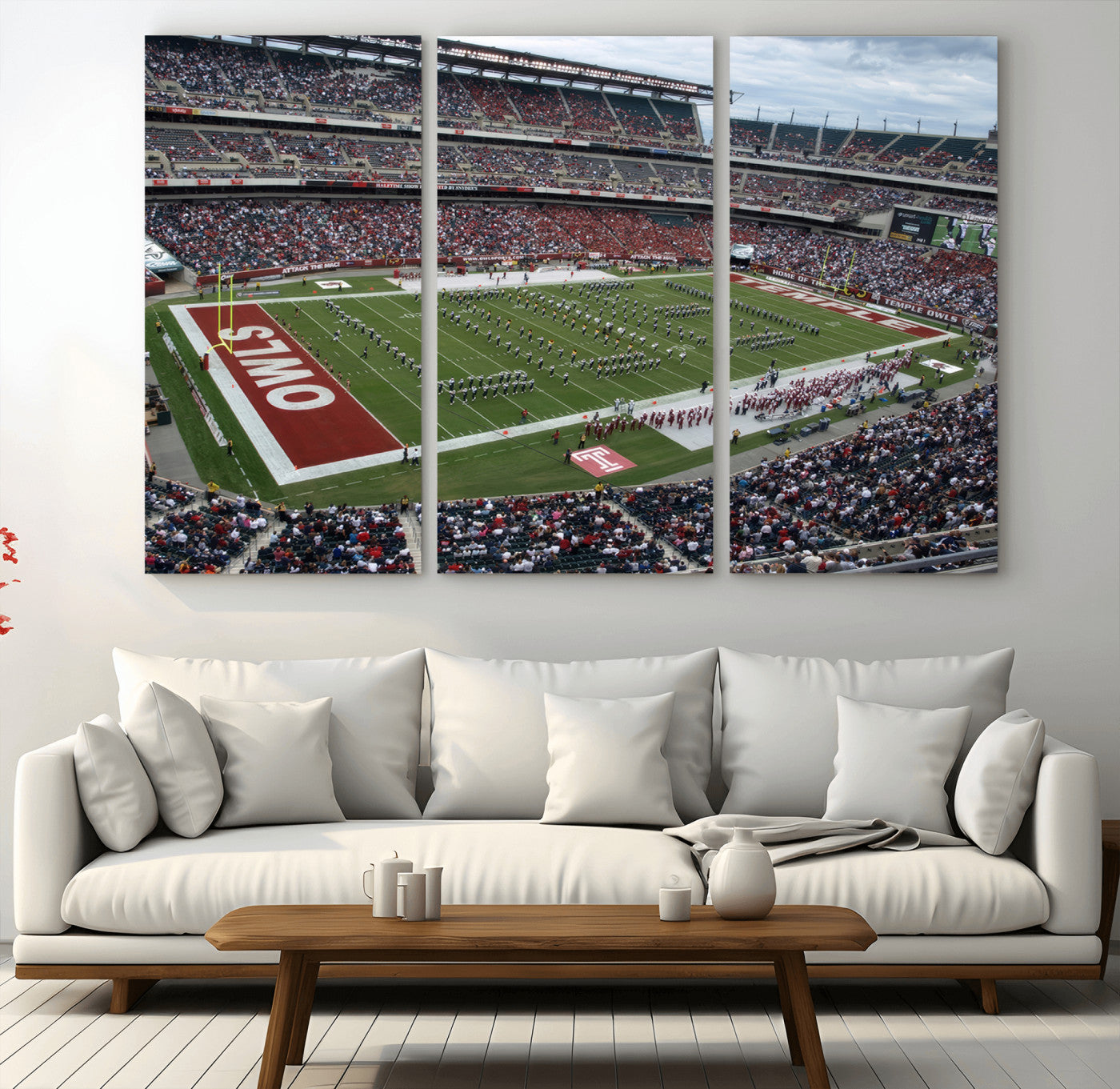 MGV-CV-48X32-3P - The Temple University Owls Athletics Team Print - Philadelphia Lincoln Financial Field Stadium Wall
