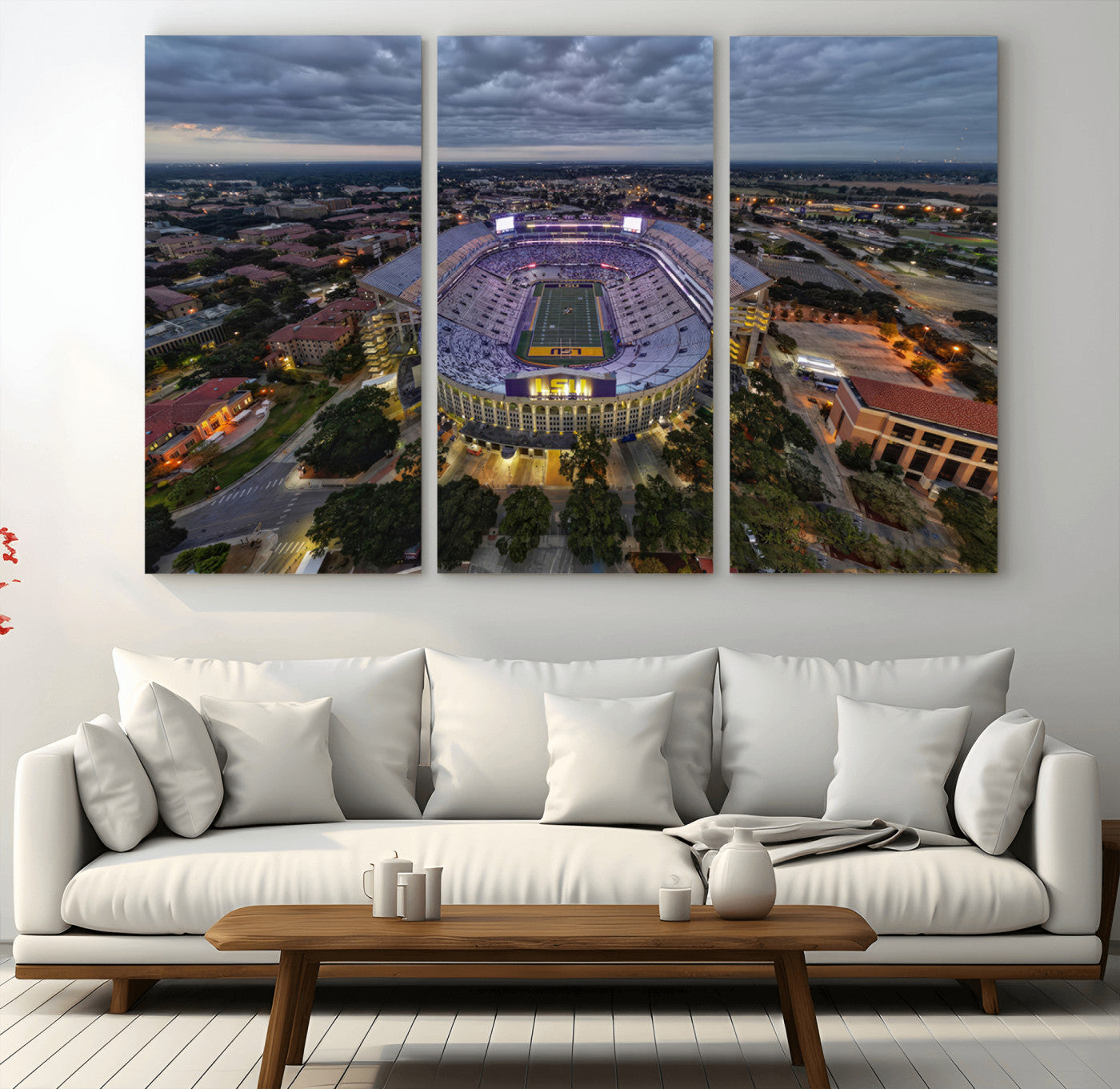 MGV-CV-48X32-3P - The Louisiana State University Tigers Football Team Print - Baton Rouge Tiger Stadium Wall Art