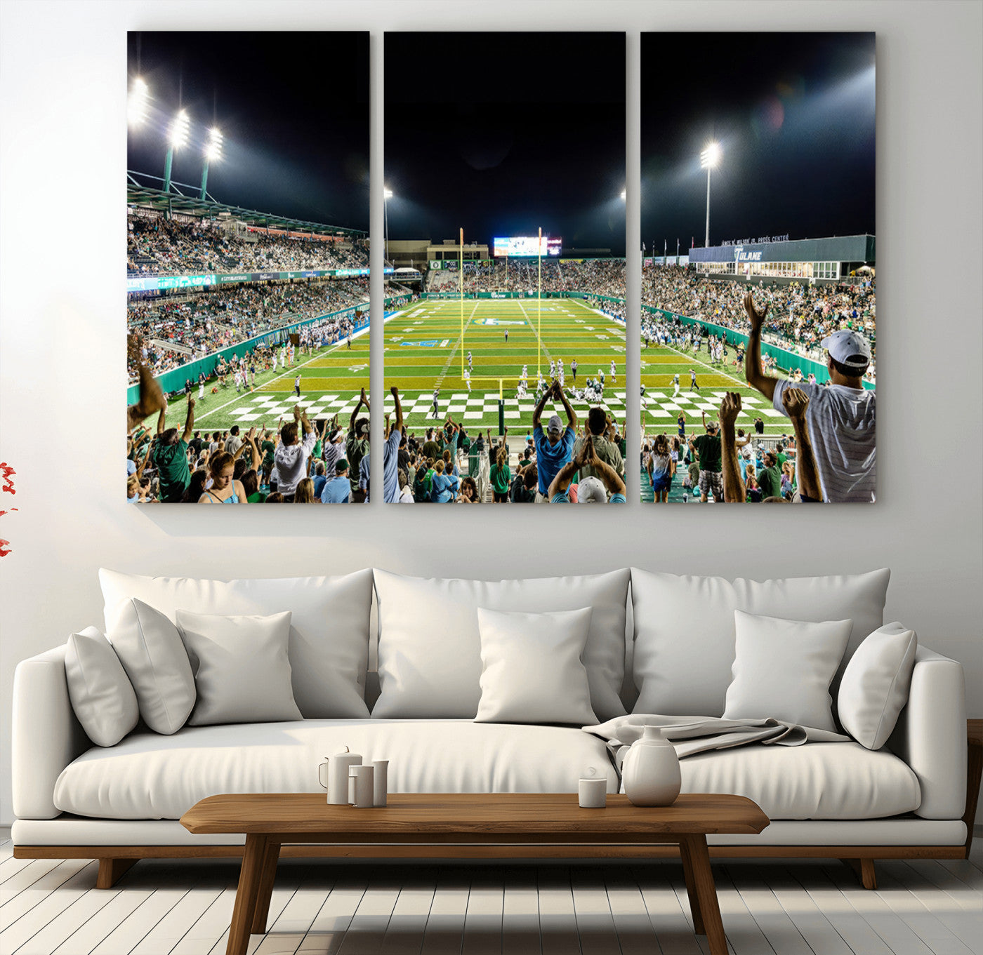 56448-MGV-CV-36X24-The Tulane University Green Wave Football Team Print - New Orleans Yulman Stadium Wall Art Canvas