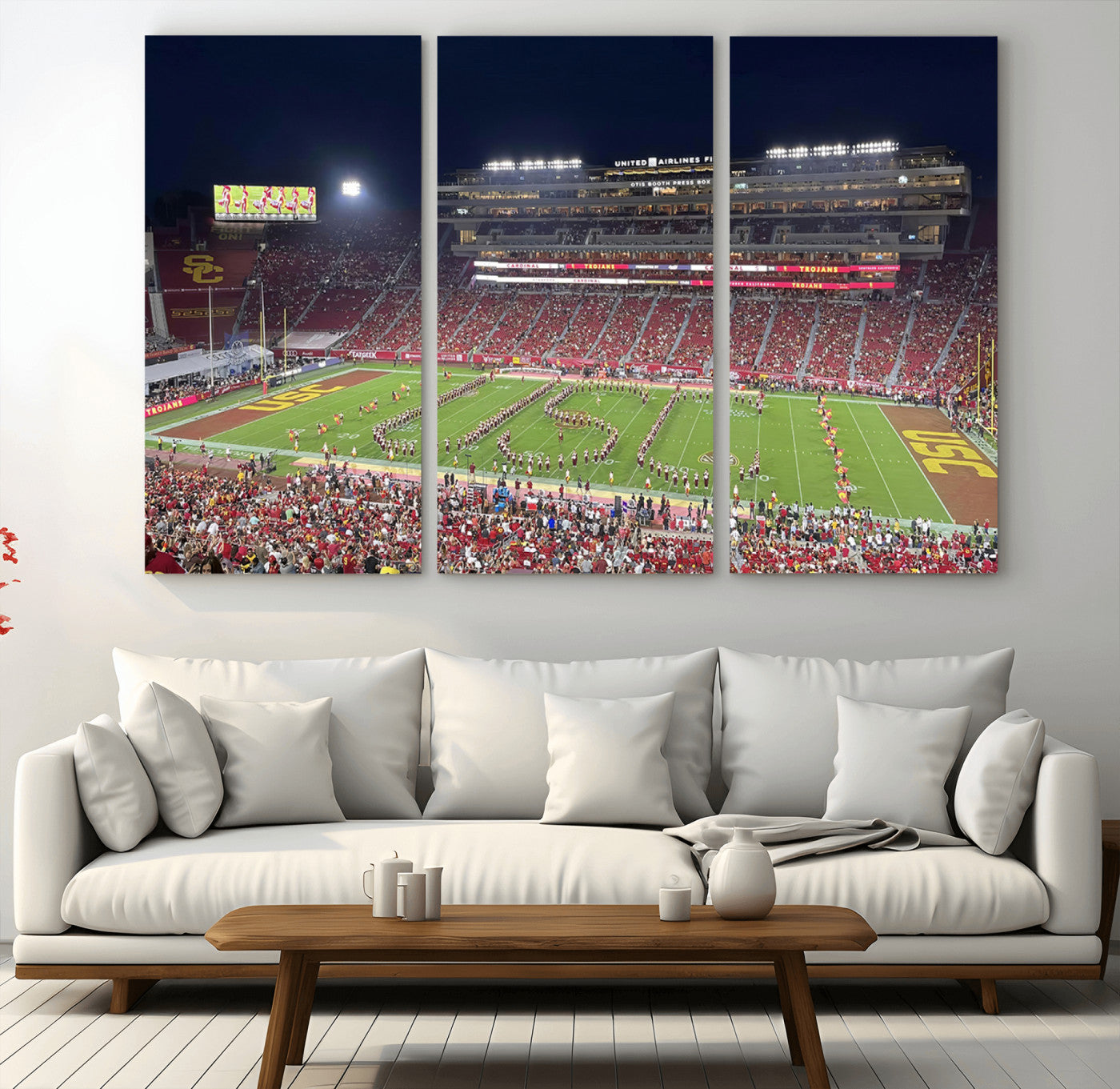 MGV-CV-48X32-3P - The University of Southern California USC Trojans Football Team Print - Los Angeles Memorial