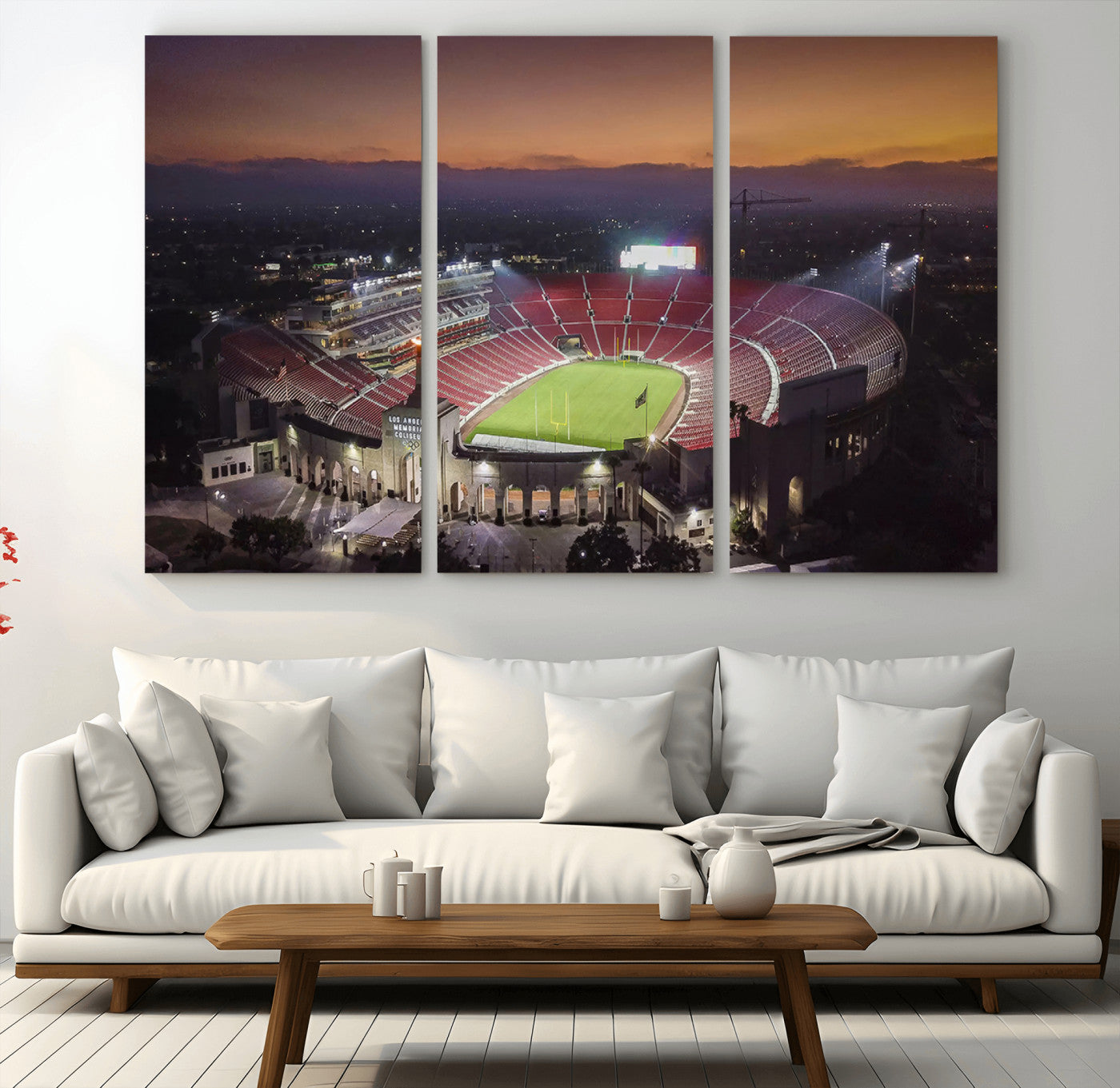 MGV-CV-48X32-3P - The University of Southern California USC Trojans Football Team Print - Los Angeles Memorial