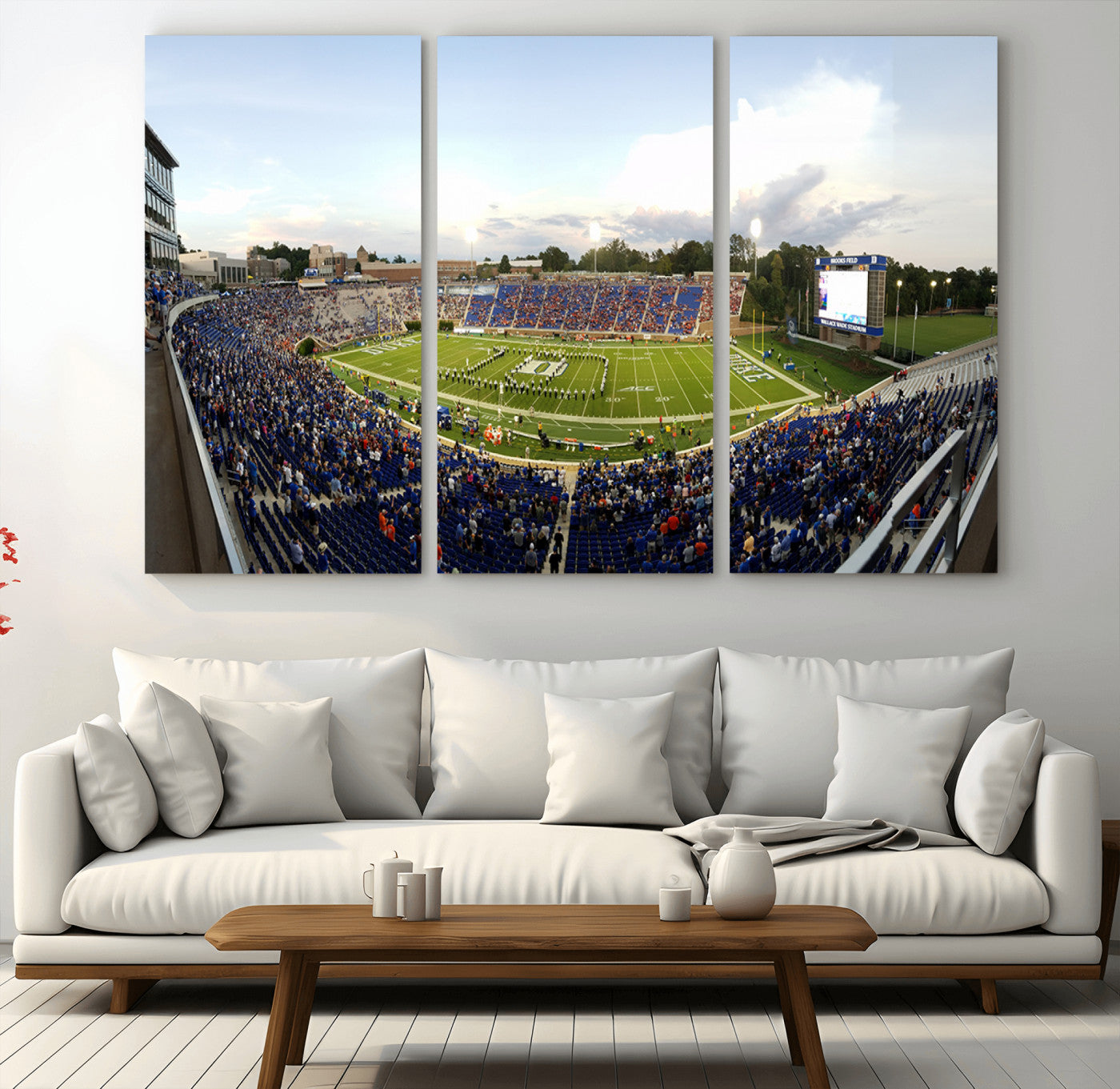 MGV-CV-48X32-3P - The Duke University Blue Devils Football Team Print - Durham Wallace Wade Stadium Wall Art Canvas