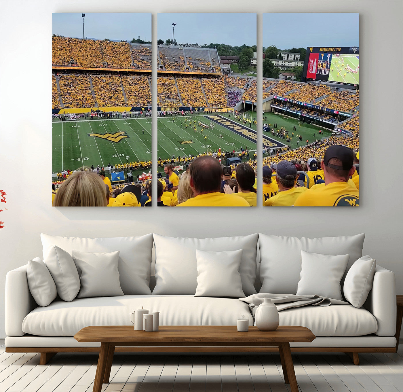 MGV-CV-48X32-3P - Puskar Stadium Canvas Print Wall Art - Morgantown Print - West Virginia University Mountaineers