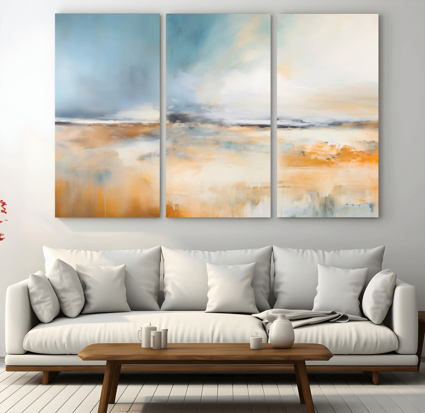 guzelmis-sharpen-MGV-CV-36X24-Abstract Landscape Wall Art Canvas Print - Warm Tones of Orange and Blue, Modern Framed Art for Home