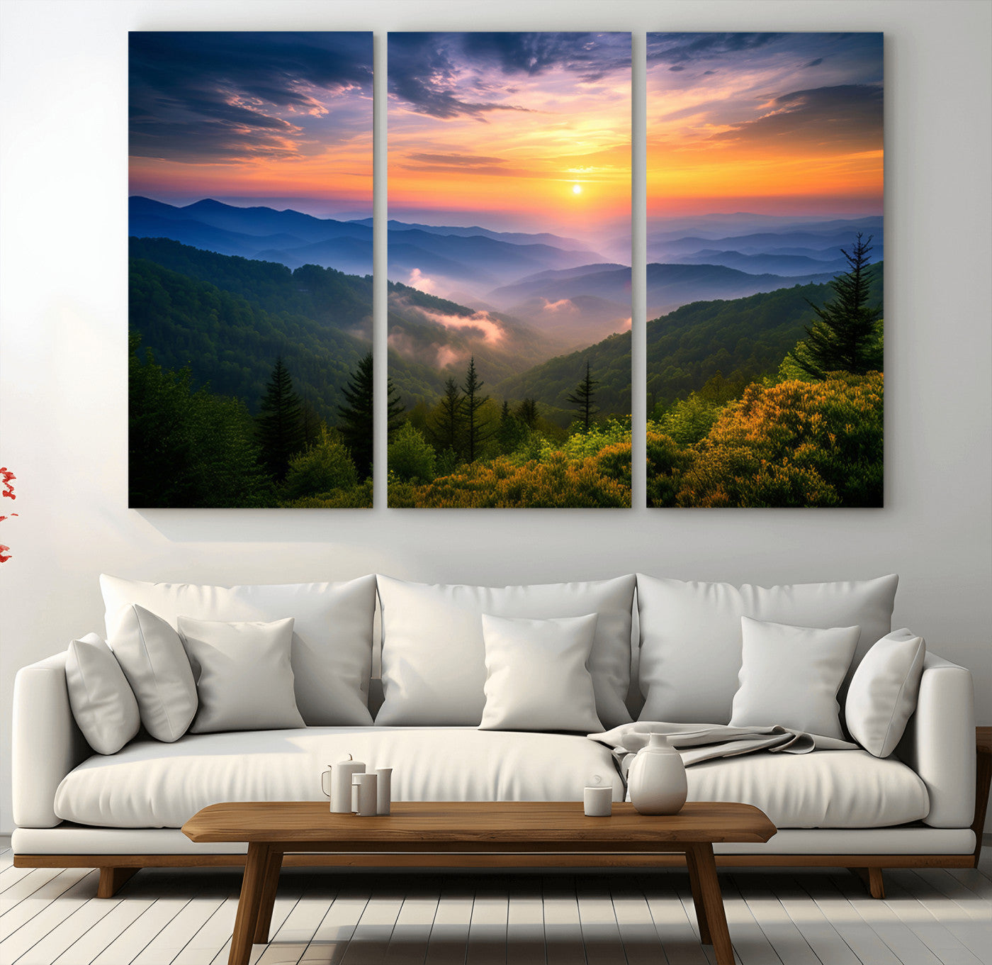 MGV-CV-48X32-3P - Majestic Mountain Sunrise Print | Landscape Wall Art | Canvas Print Ready to Hang | Farmhouse Wall