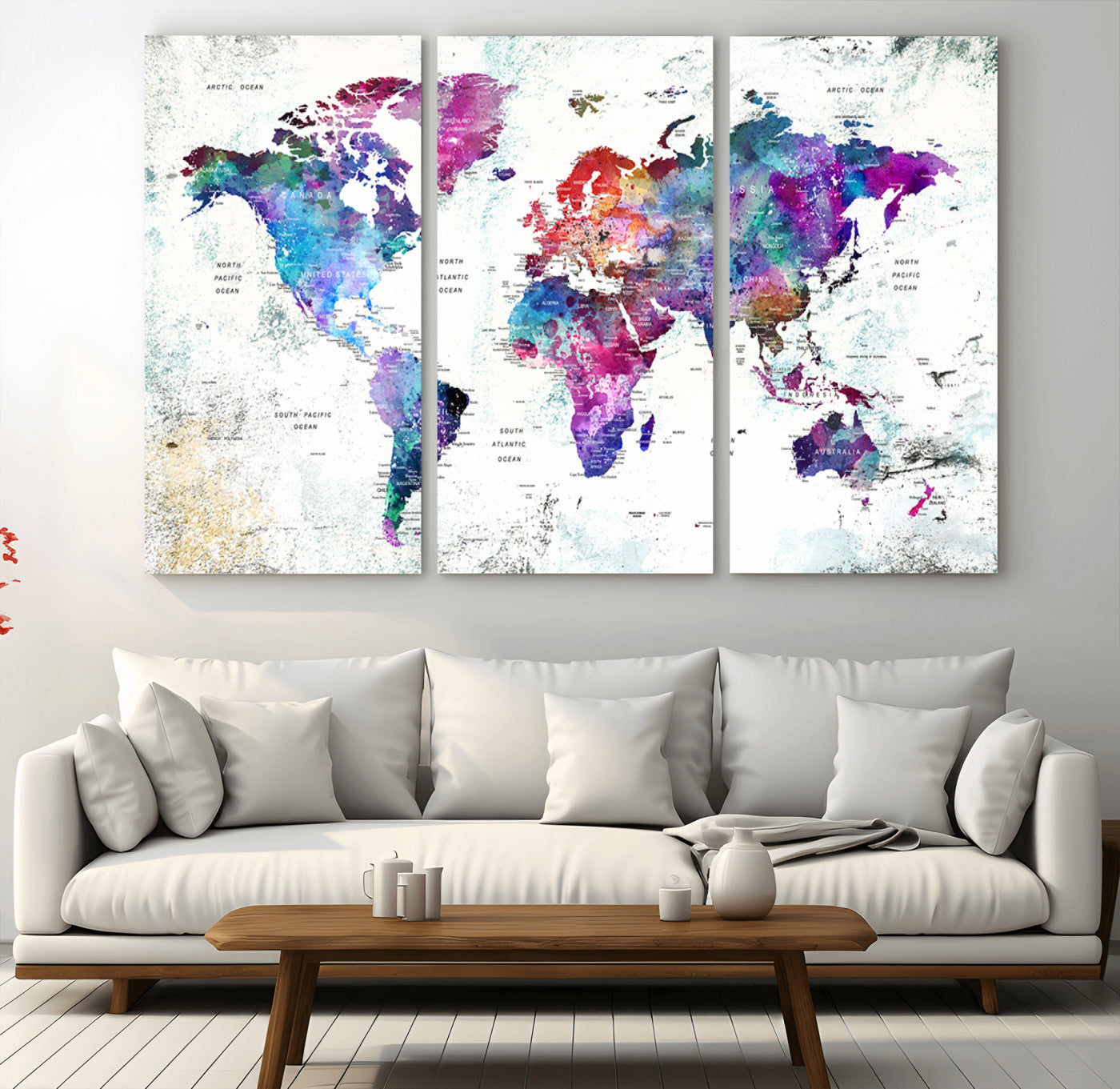 58447-MGV-CV-36X24-Push Pin World Map Canvas Print – Travel Tracker Wall Art for Couples, Perfect Anniversary Gift for Home or Office Decor