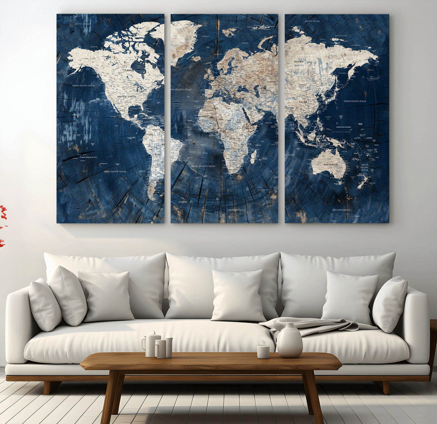 MGV-CV-48X32-3P - Push Pin World Map Canvas Print – Framed Wall Art for Couples to Track Their Travels – Anniversary