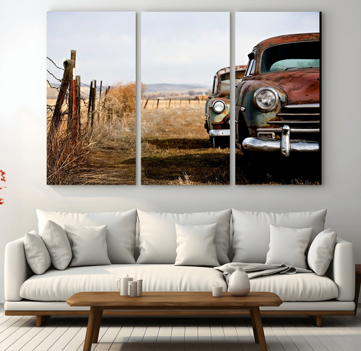 33308-MGV-CV-48X32-3P-Classic Cars Vintage Wall Art Canvas Print