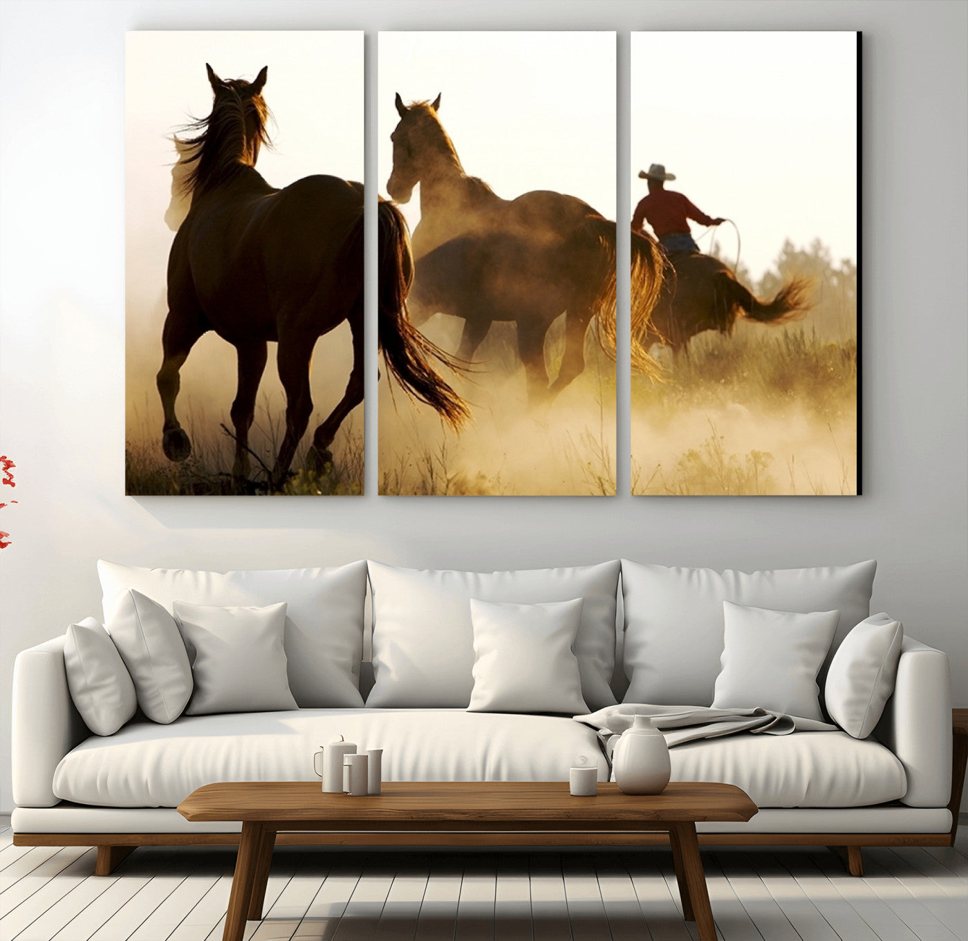 49068-MGV-CV-48X32-3P-Horses and Cowboys Wall Art Canvas Print