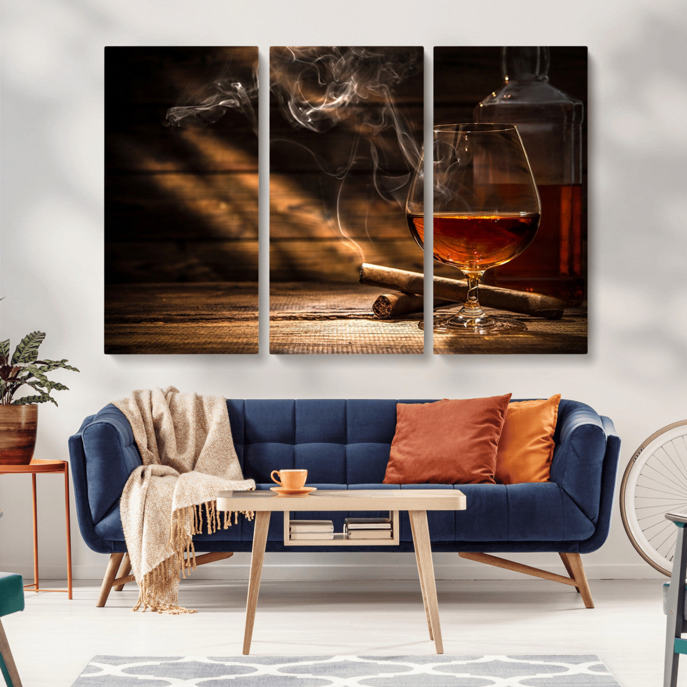 MGV-CV-48X32-3P - Whiskey and Cigar Wall Art Canvas Print
