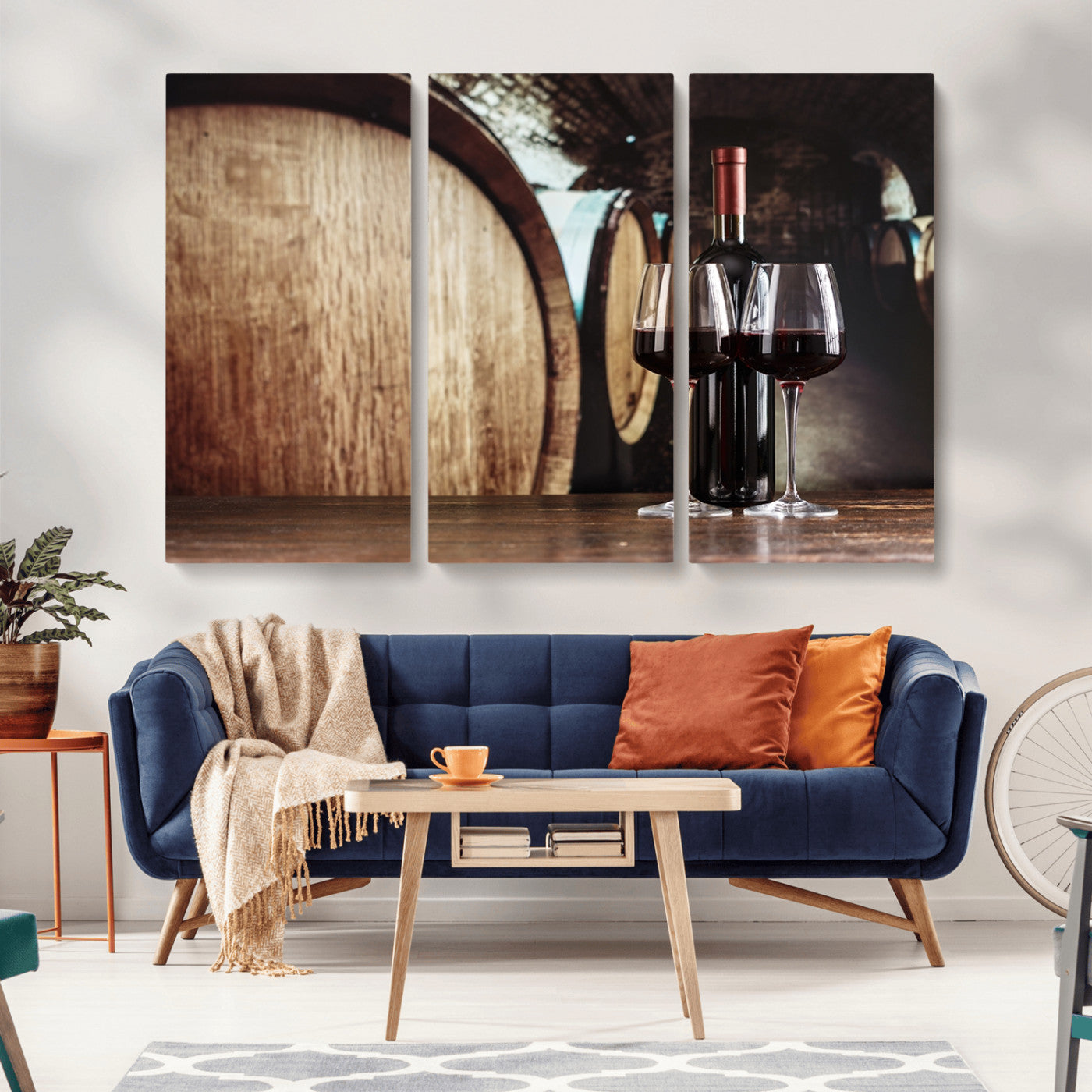MGV-CV-48X32-3P - Wine and Barrel Wall Art Canvas Print