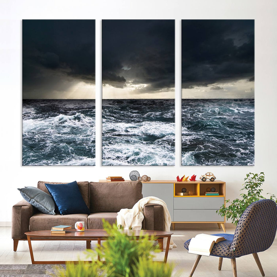 An Ocean and Storm Canvas Art Print, perfect for ocean lovers.