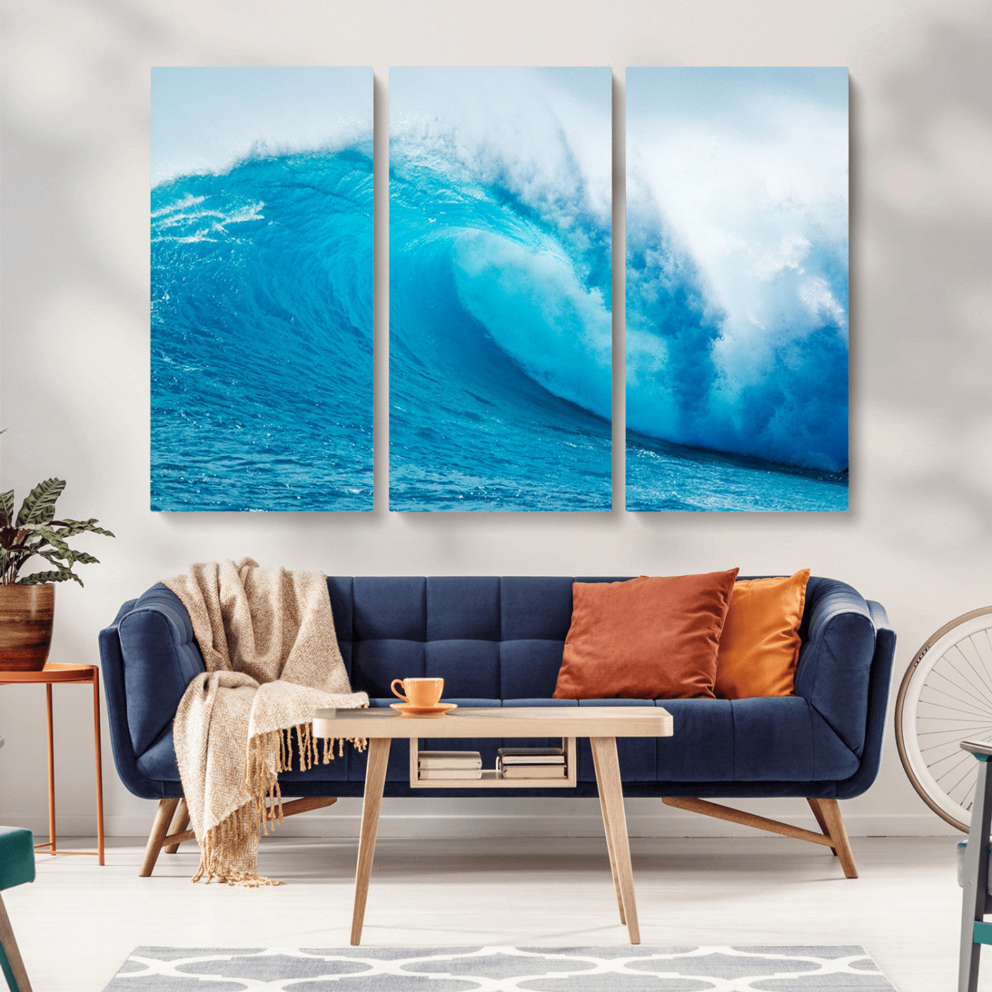 MGV-CV-48X32-3P - Big Ocean Surfing Wave Wall Art Canvas Print