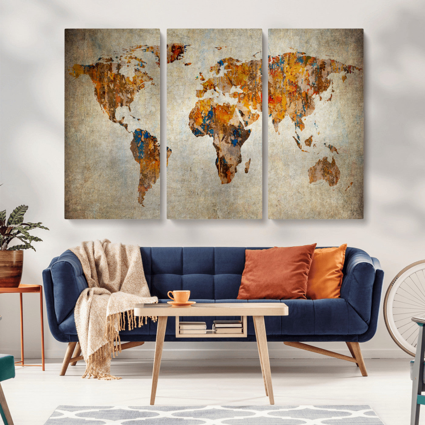 MGV-CV-48X32-3P - Push Pin World Map Canvas Print – Framed Wall Art for Couples to Track Their Travels – Anniversary